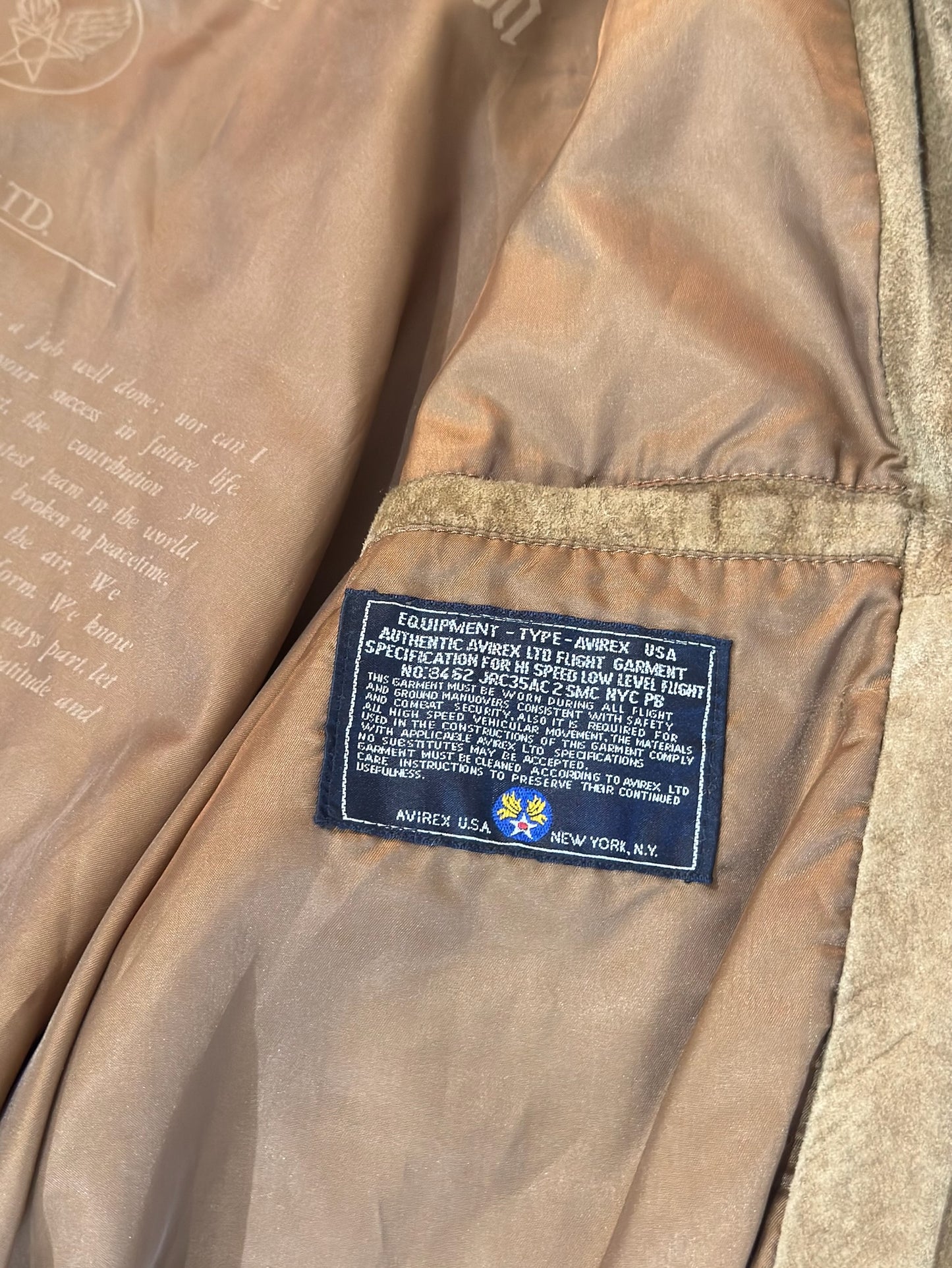 VINTAGE 80s AVIREX OFFICER'S "FLYING TIGERS-CHINA 1941" O'COAT FIELD JACKET SZ: L