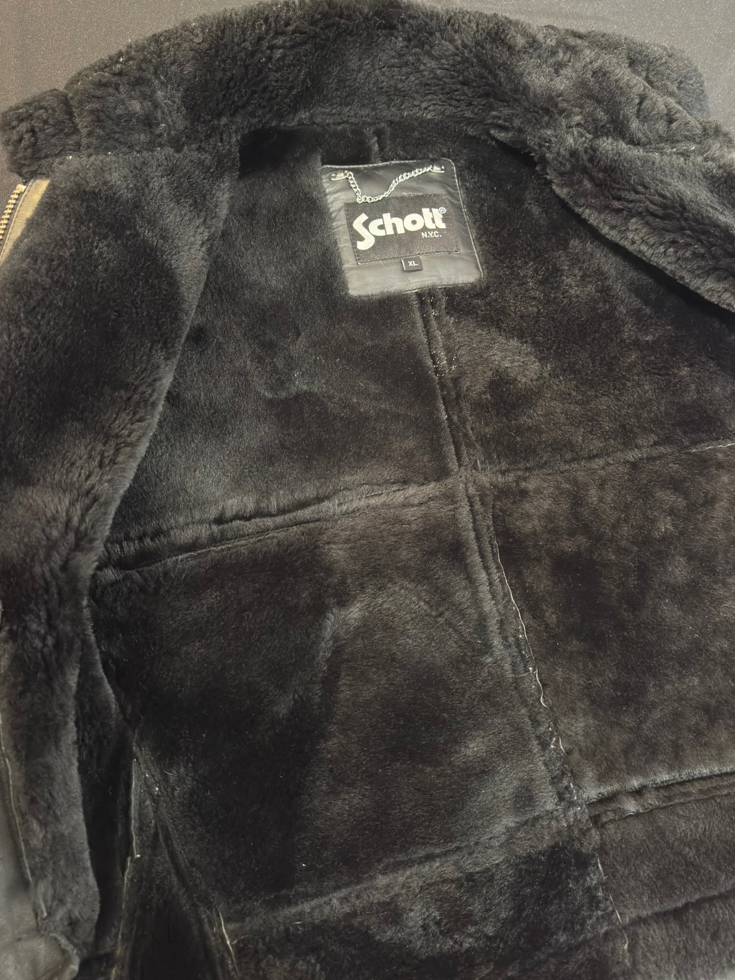 SCHOTT BOMBARDIER (LCW-1257) SHEARLING SHEEPSKIN JACKET  XL