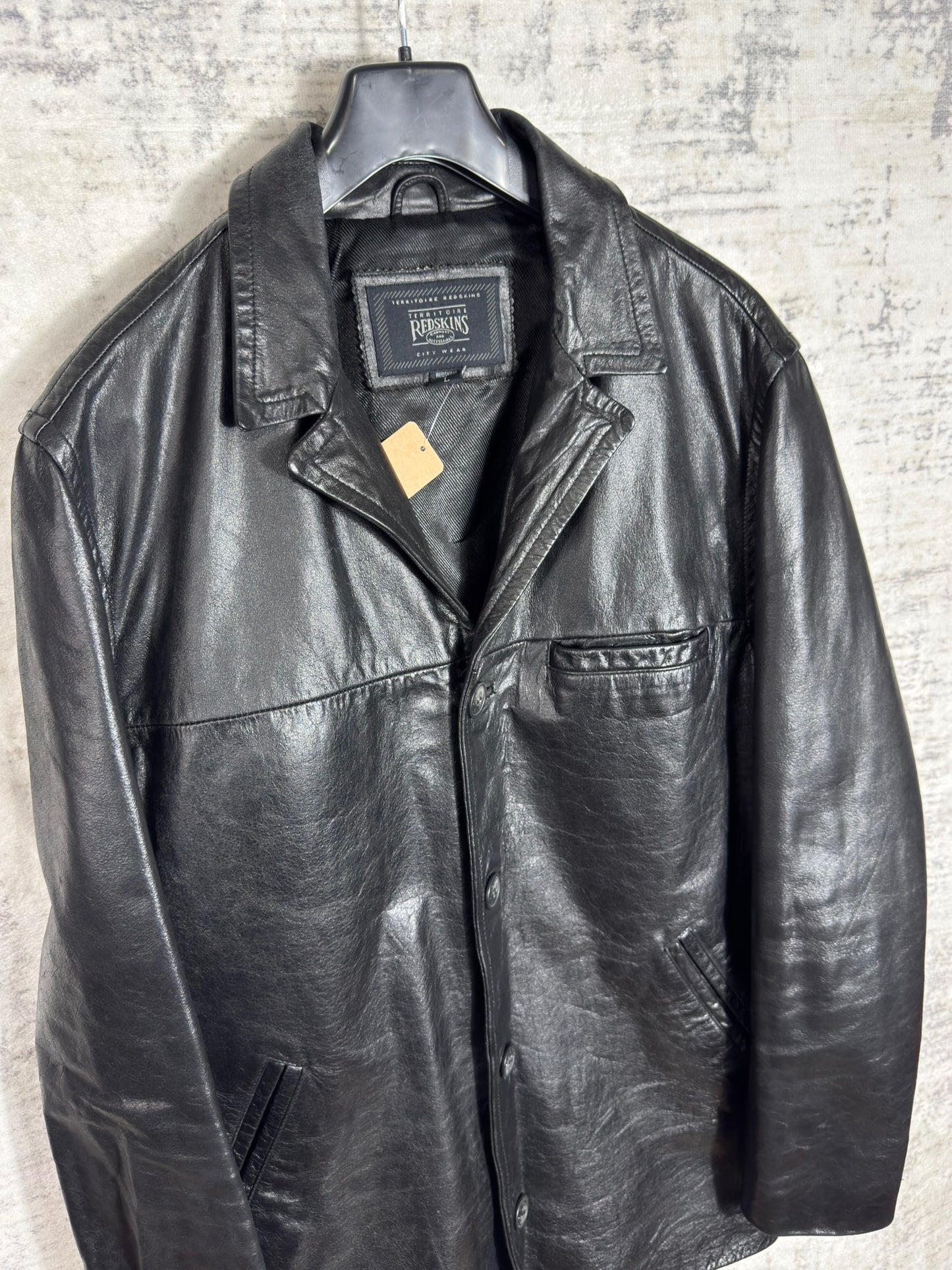 REDSKINS "CITY WEAR" LEATHER COAT JACKET  SZ: L