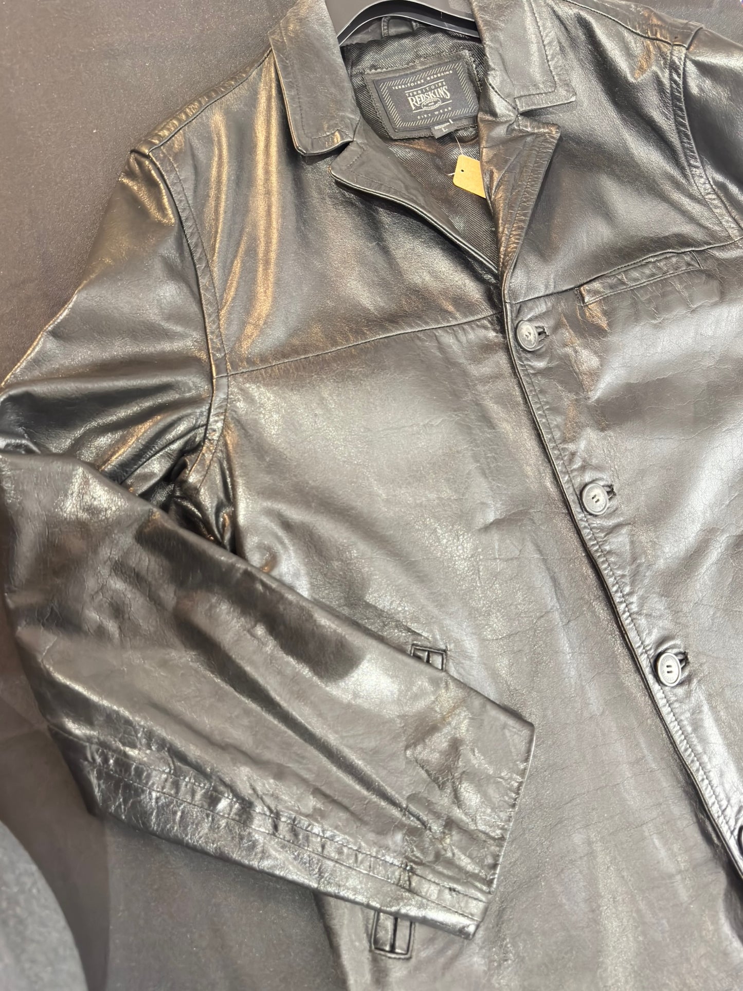 REDSKINS "CITY WEAR" LEATHER COAT JACKET  SZ: L