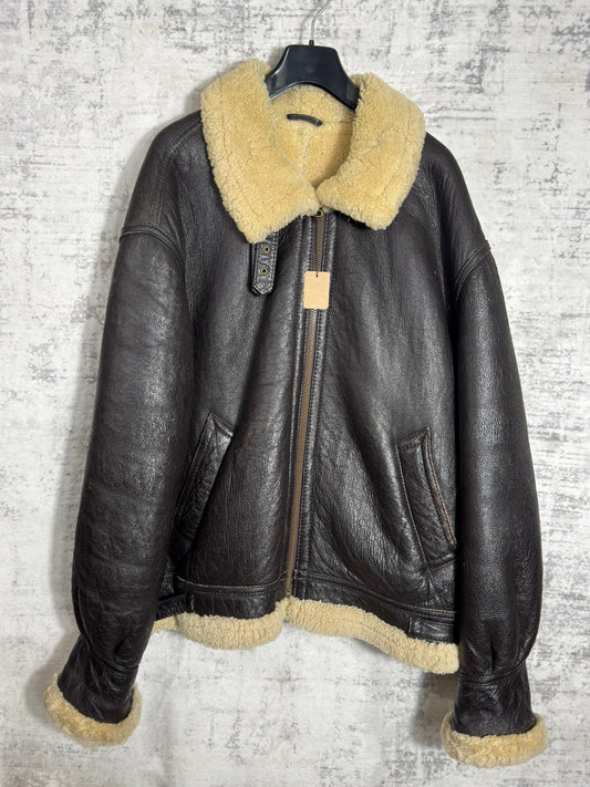 VINTAGE ORIGINAL SHEARLING BOMBARDIER SHEEPSKIN JACKET SZ: XL