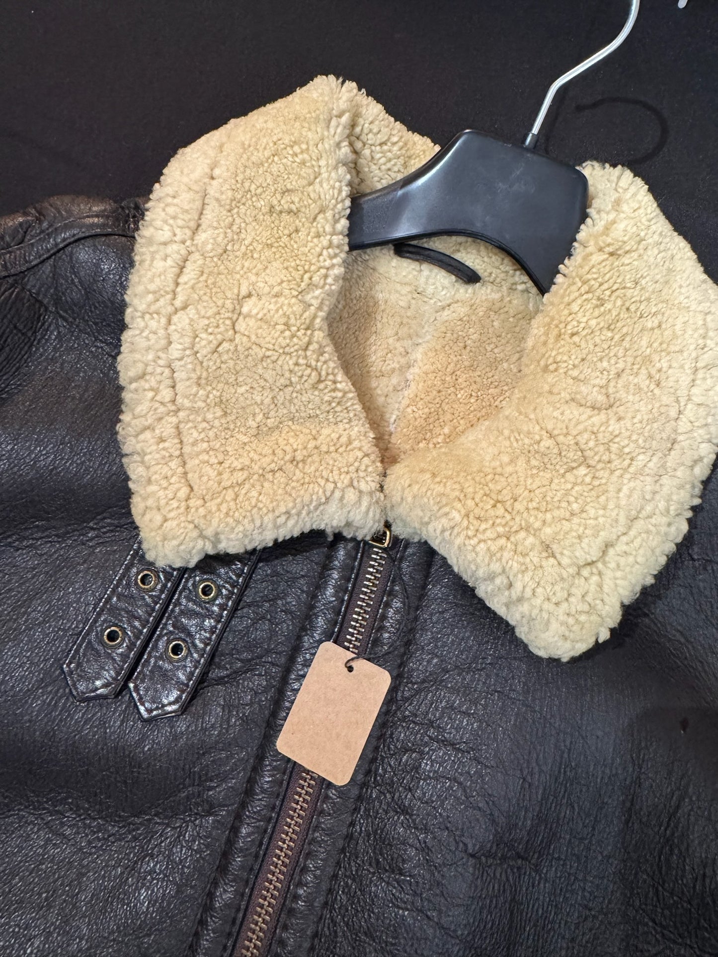 VINTAGE ORIGINAL SHEARLING BOMBARDIER SHEEPSKIN JACKET SZ: XL