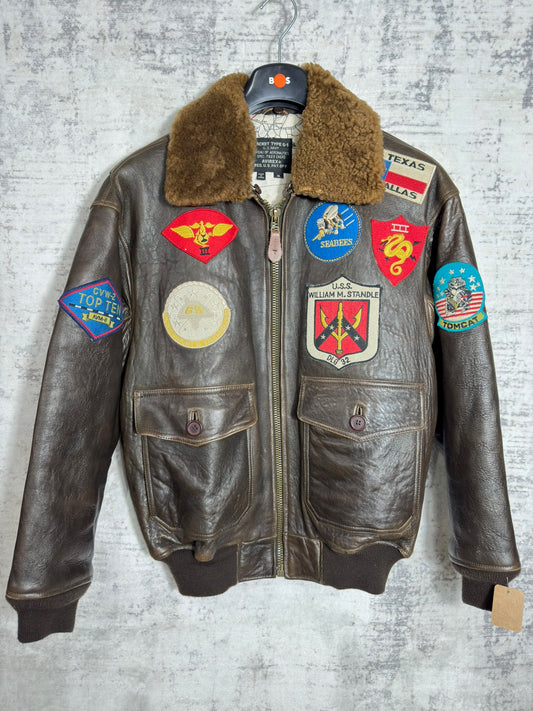 VINTAGE AVIREX TYPE G-1 "TOP GUN" LEATHER FLIGHT JACKET  SZ: M
