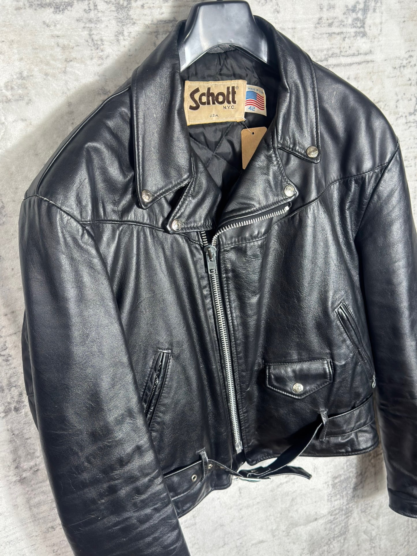 VINTAGE 80s SCHOTT N.Y.C 516 PERFECTO JACKET  SZ: 42