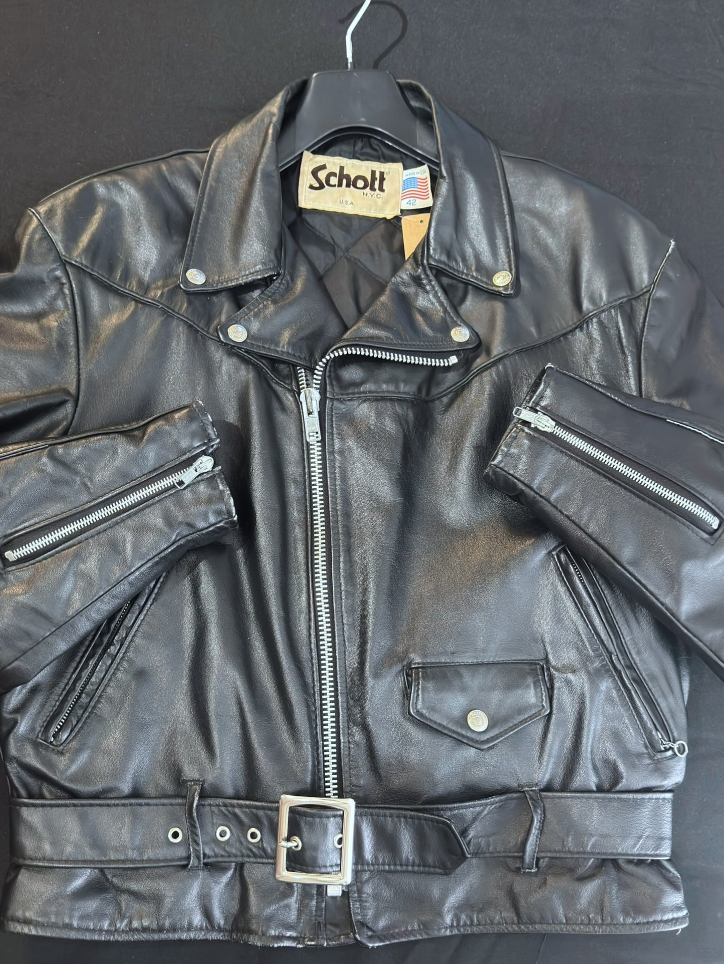 VINTAGE 80s SCHOTT N.Y.C 516 PERFECTO JACKET  SZ: 42