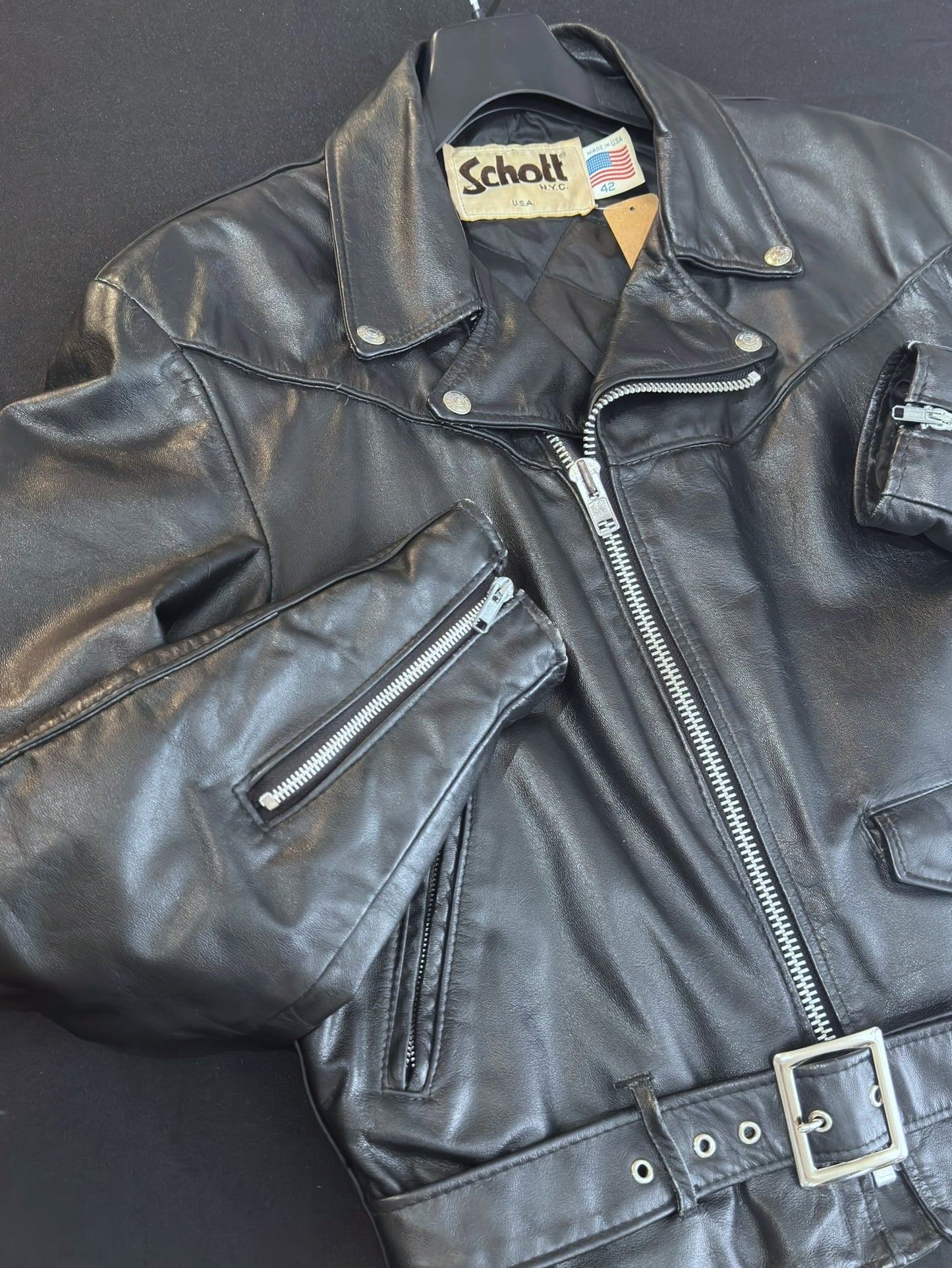 VINTAGE 80s SCHOTT N.Y.C 516 PERFECTO JACKET  SZ: 42