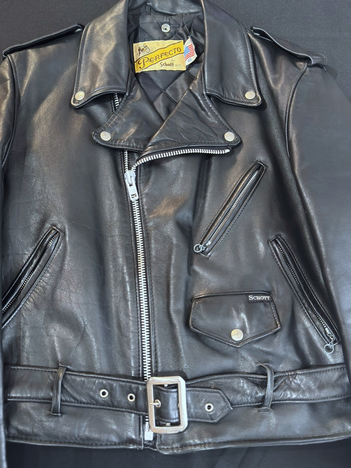 VINTAGE 80s SCHOTT N.Y.C 618 PERFECTO JACKET  SZ: 46
