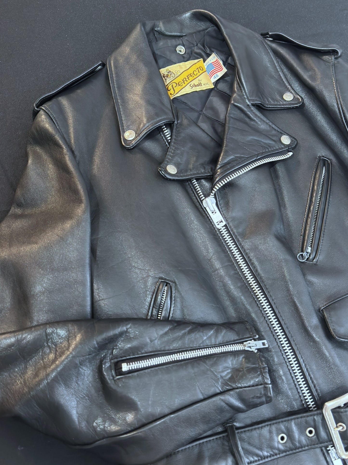 VINTAGE 80s SCHOTT N.Y.C 618 PERFECTO JACKET  SZ: 46