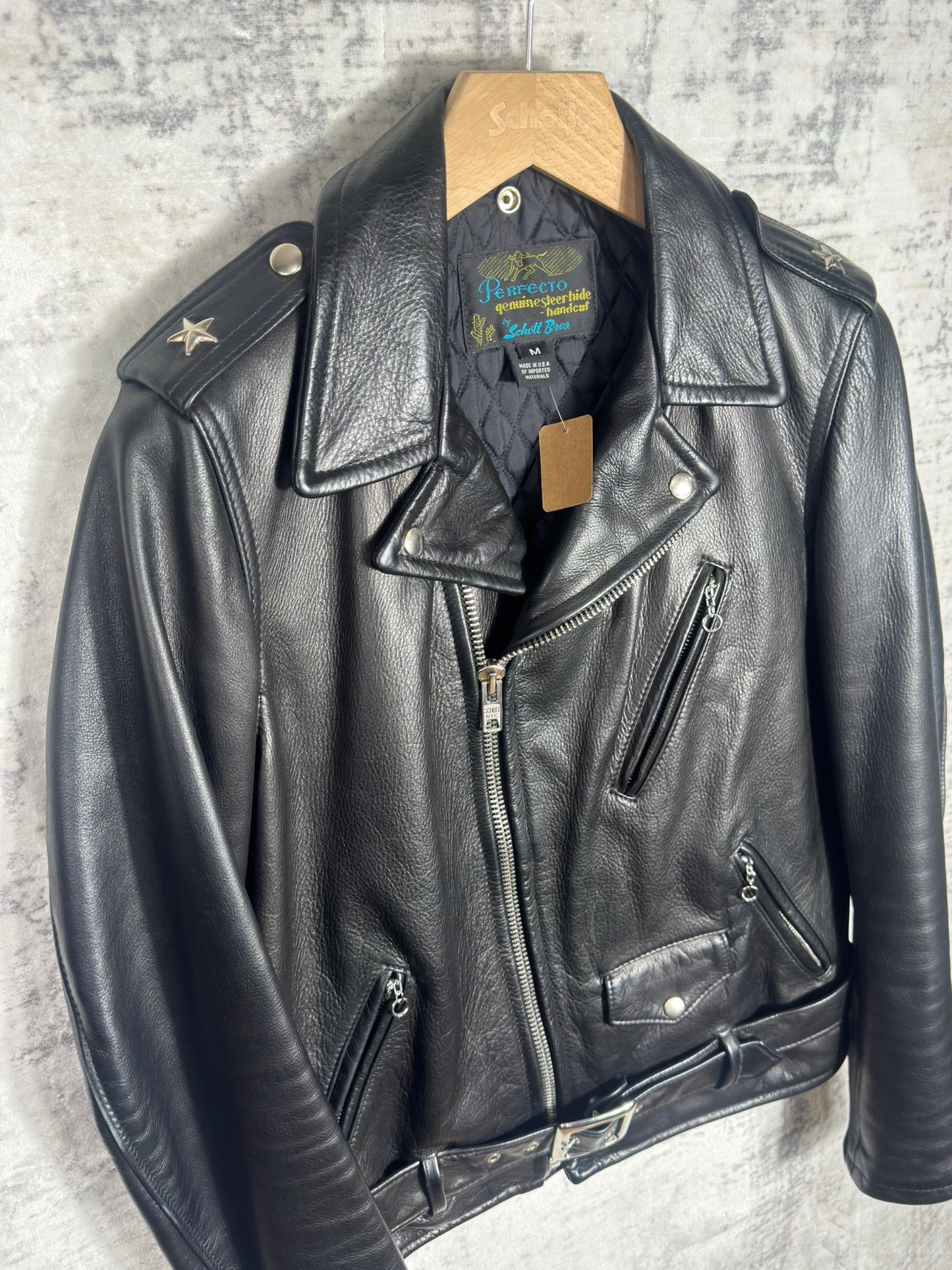 SCHOTT N.Y.C 519 "GENUINE STEERHIDE-HANDCUT" PERFECTO JACKET SZ: M