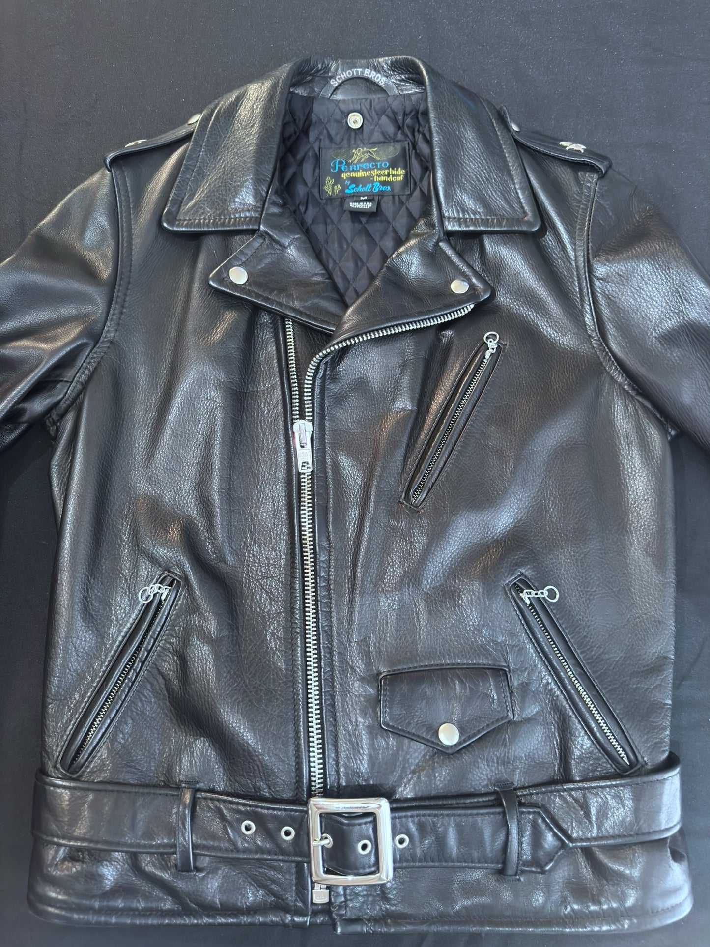 SCHOTT N.Y.C 519 "GENUINE STEERHIDE-HANDCUT" PERFECTO JACKET SZ: M