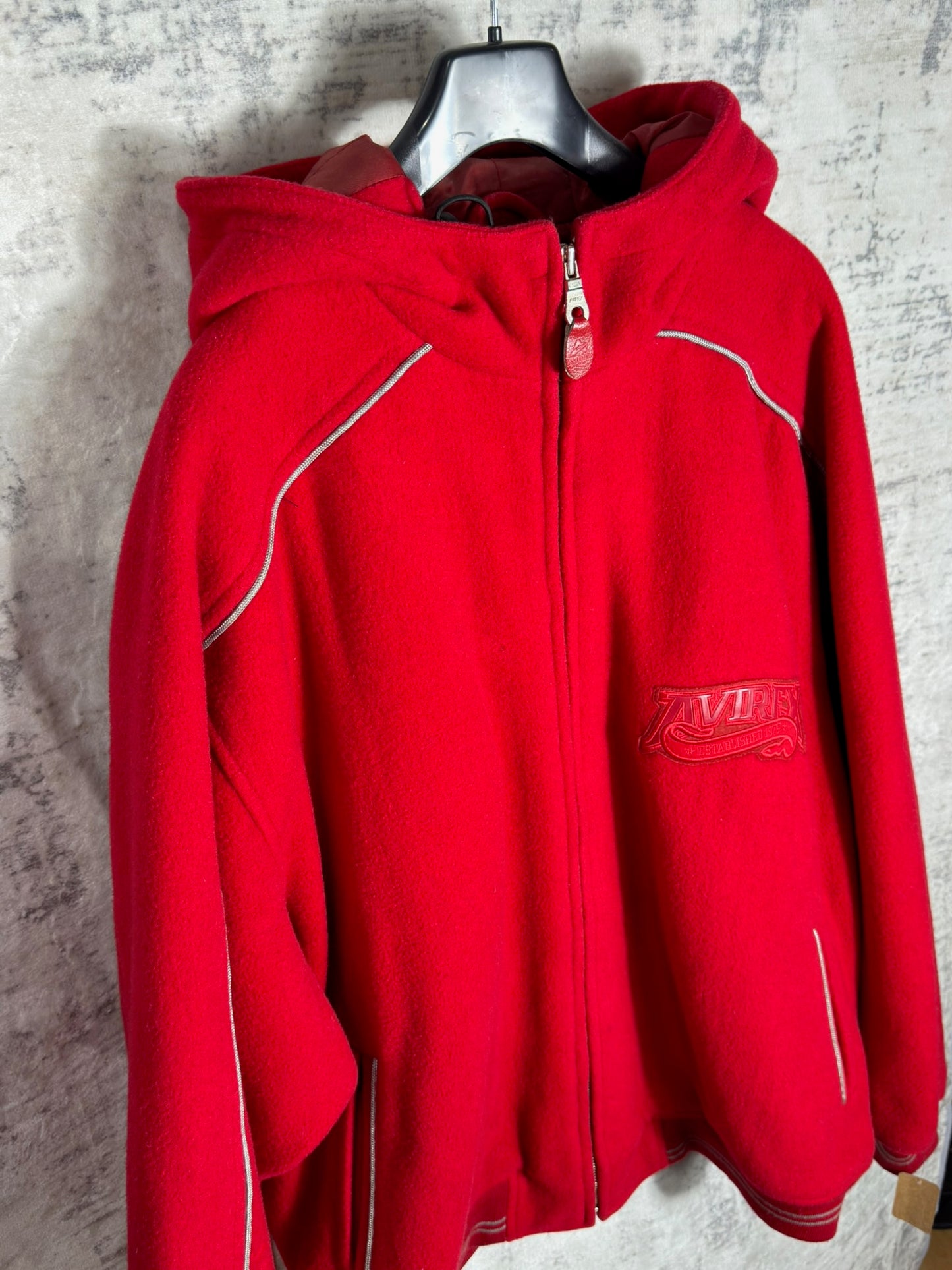 Y2K AVIREX "HOODED" RED JACKET SZ: 3XL