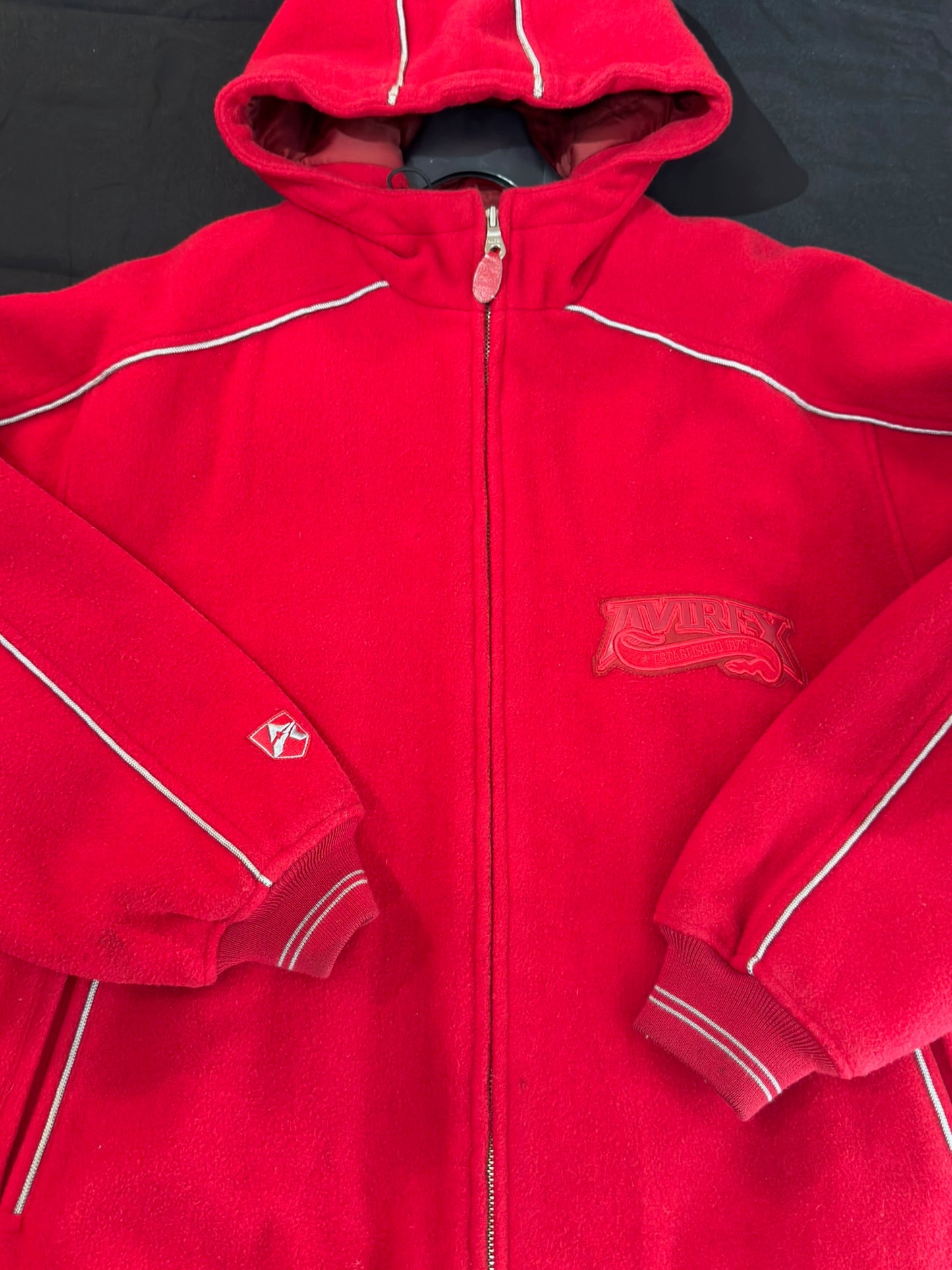 Y2K AVIREX "HOODED" RED JACKET SZ: 3XL