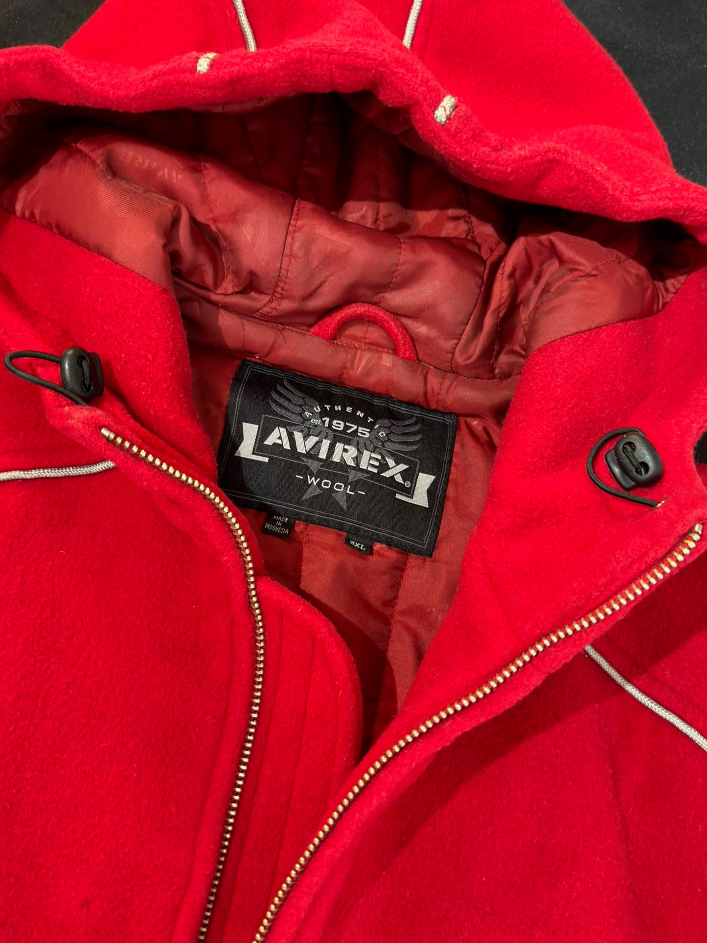 Y2K AVIREX "HOODED" RED JACKET SZ: 3XL