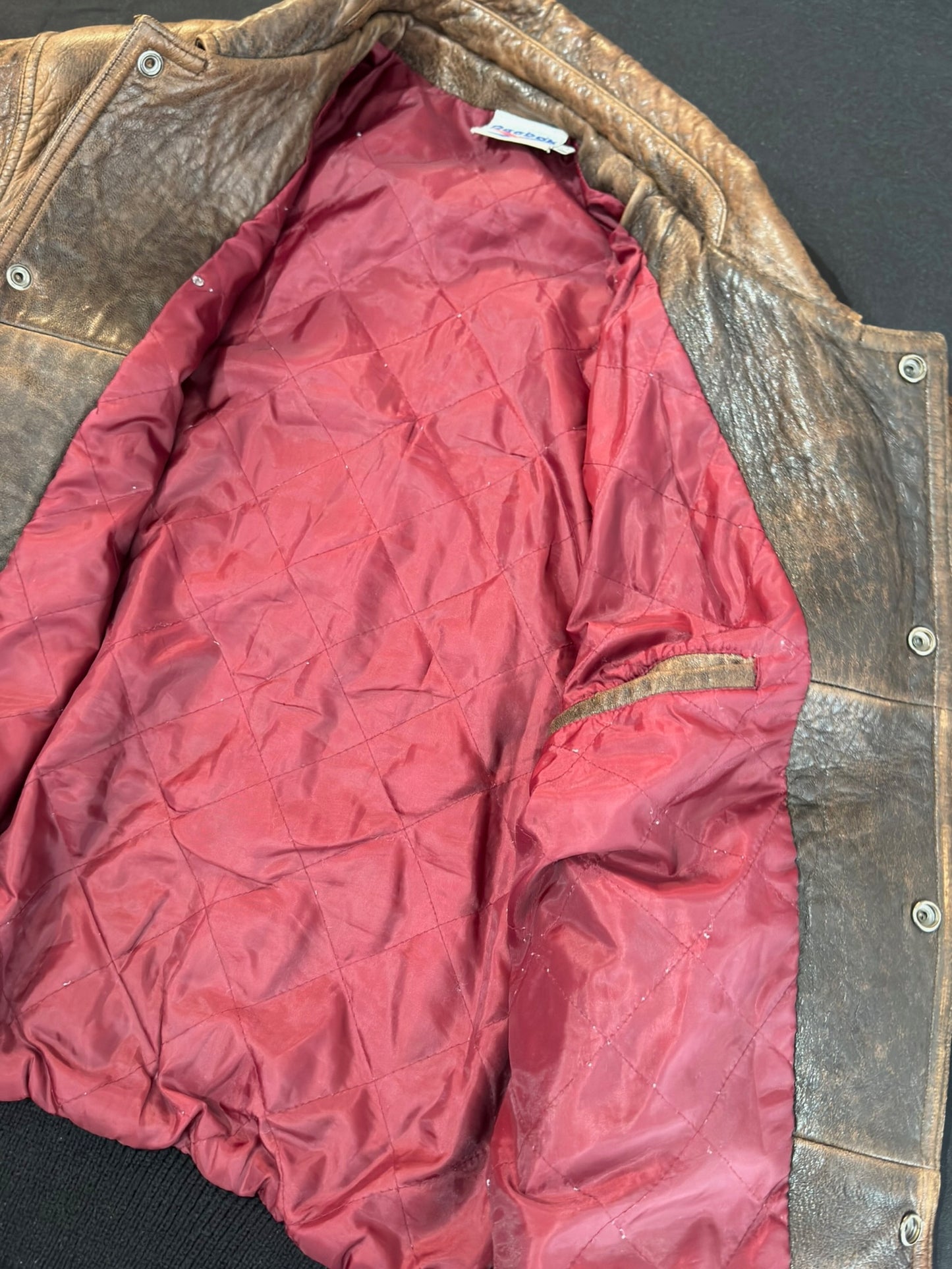 VINTAGE 90s REEBOK VARSITY LEATHER JACKET SZ: L