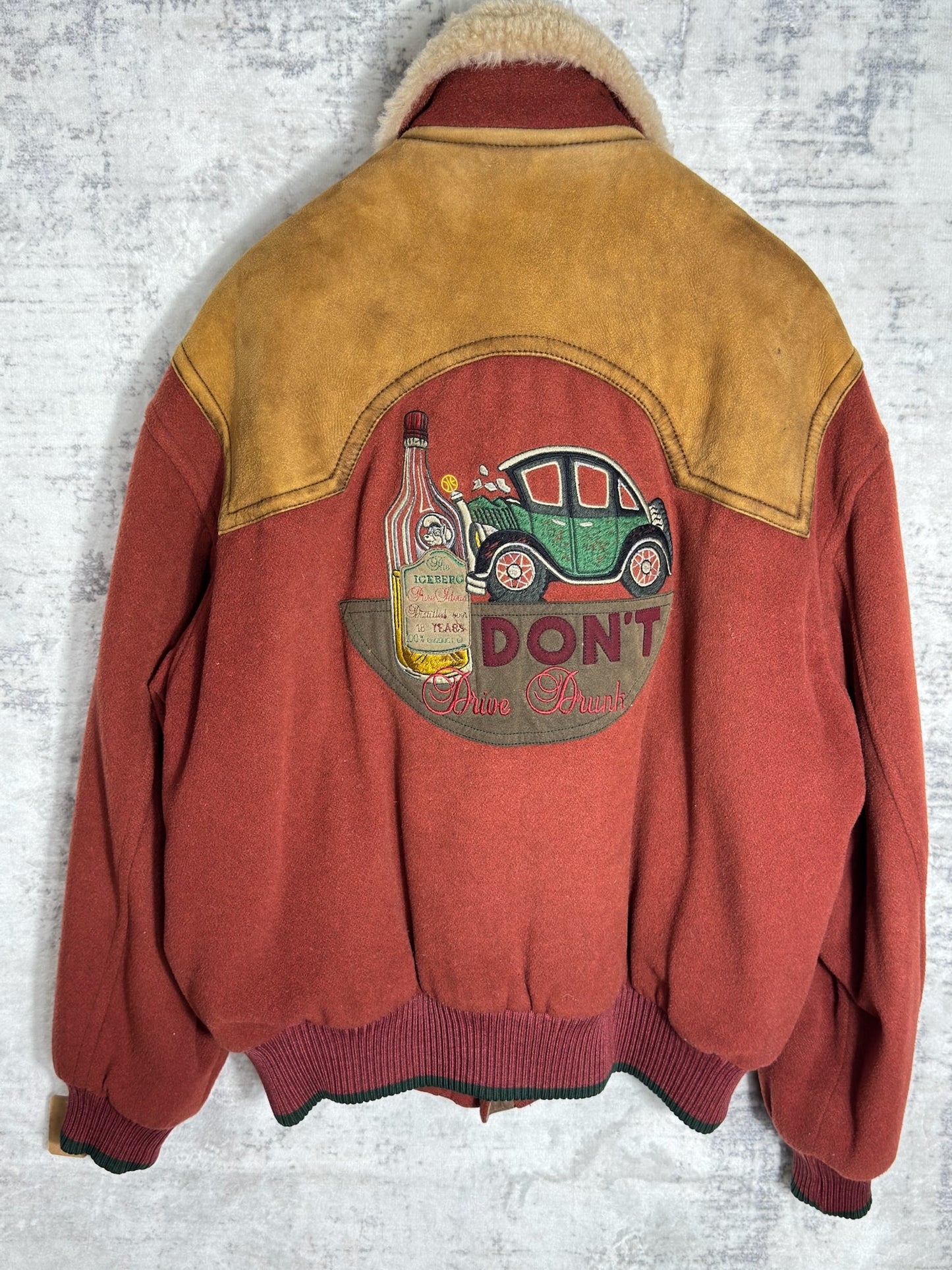 VINTAGE 90s ICEBERG "DON'T DRIVE DRUNK" JACKET SZ: 50