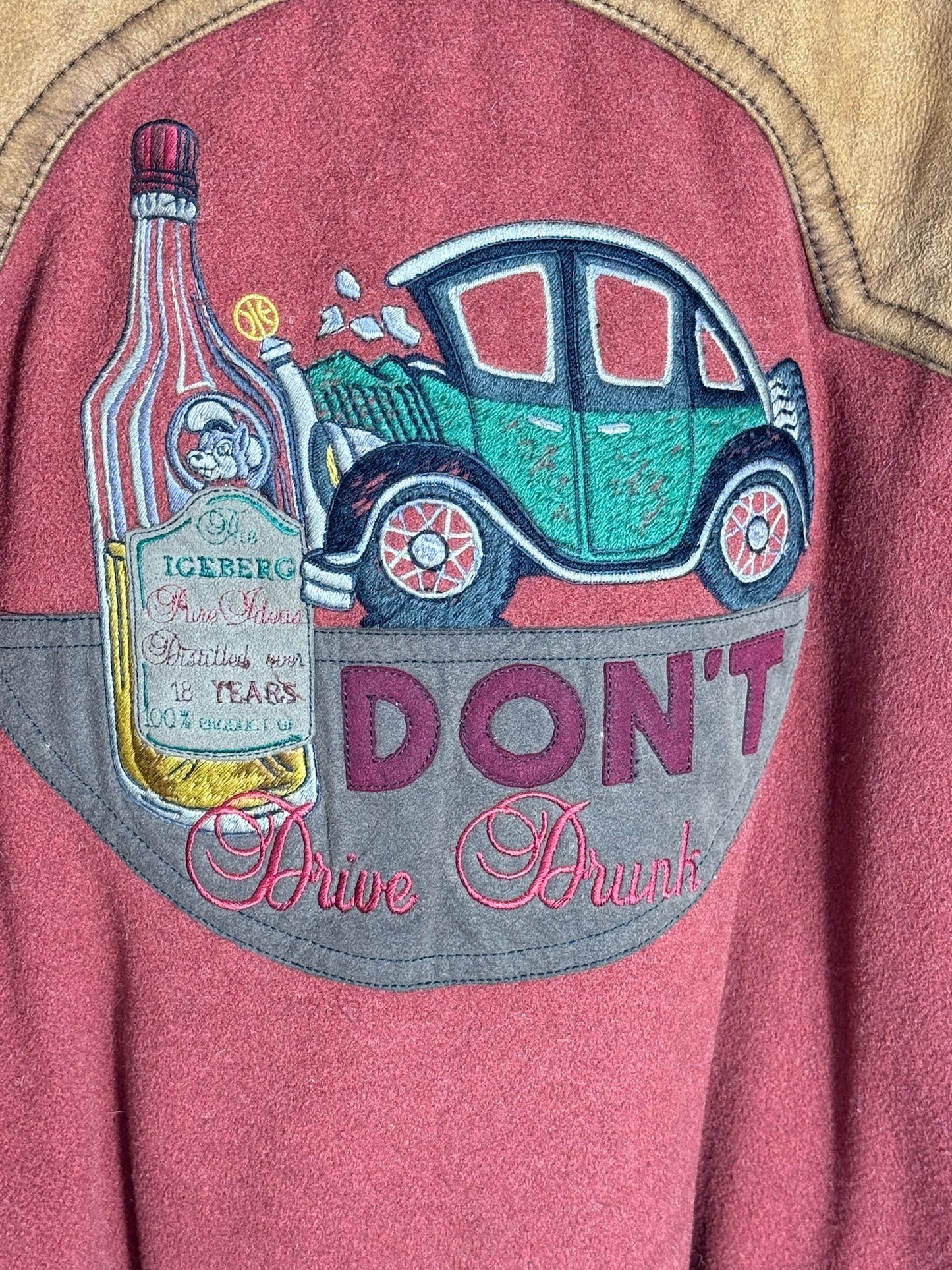 VINTAGE 90s ICEBERG "DON'T DRIVE DRUNK" JACKET SZ: 50