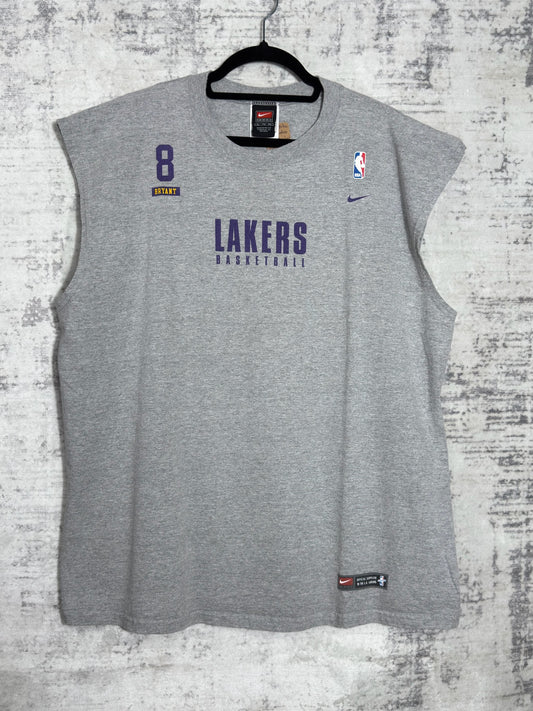 VINTAGE 90s NIKE LOS ANGELES LAKERS "K. BRYANT" T-SHIRT SLEEVELESS SZ: XL
