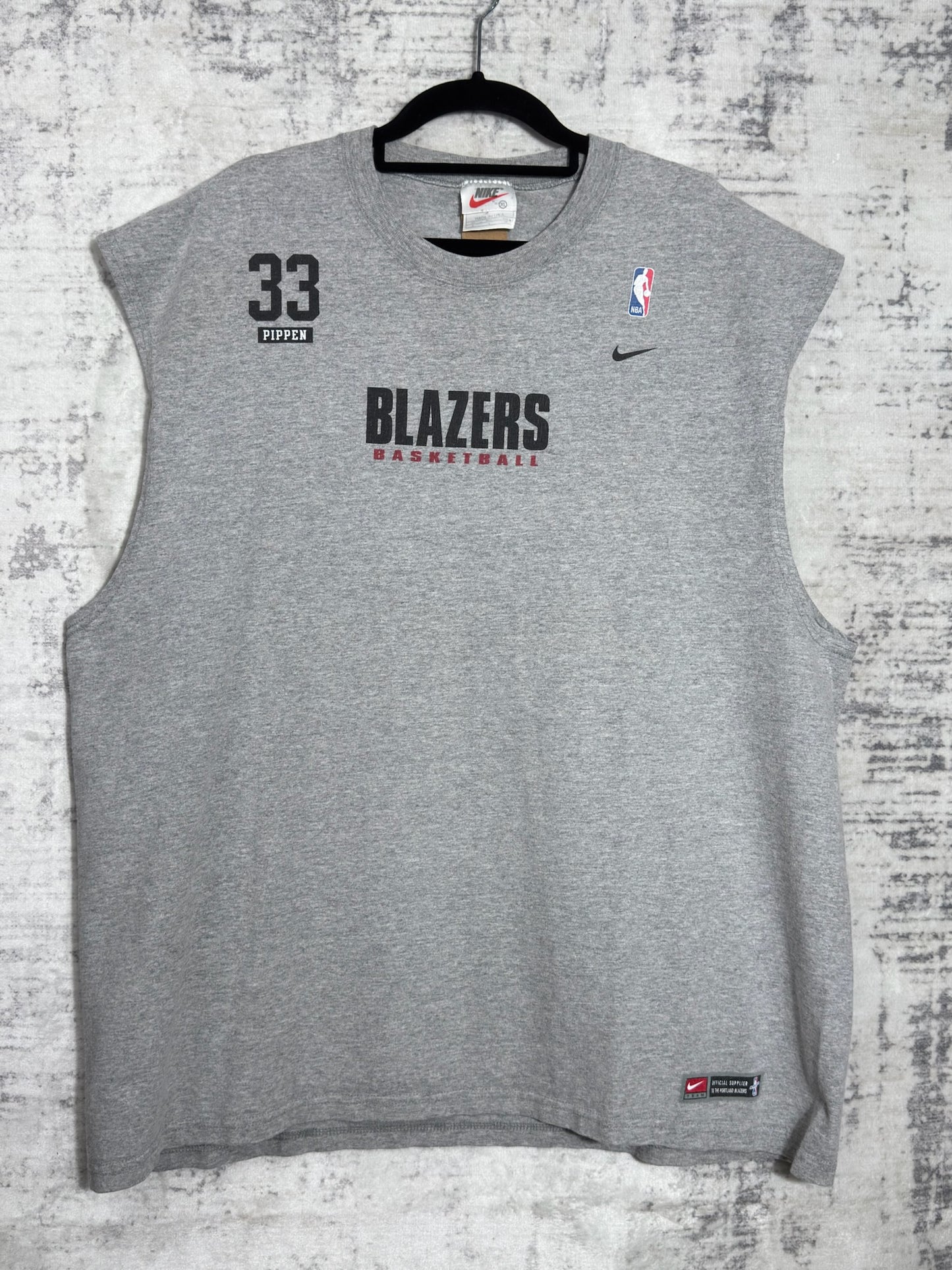 VINTAGE 90s NIKE PORTLAND TRAIL BLAZERS "S. PIPPEN" T-SHIRT SLEEVELESS SZ: XL