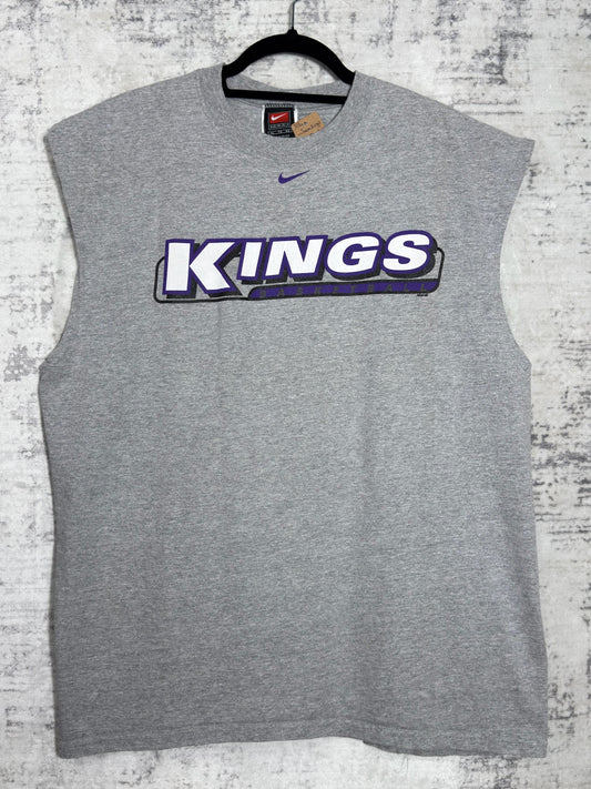 VINTAGE 90s NIKE SACRAMENTO KINGS T-SHIRT SLEEVELESS SZ: XL