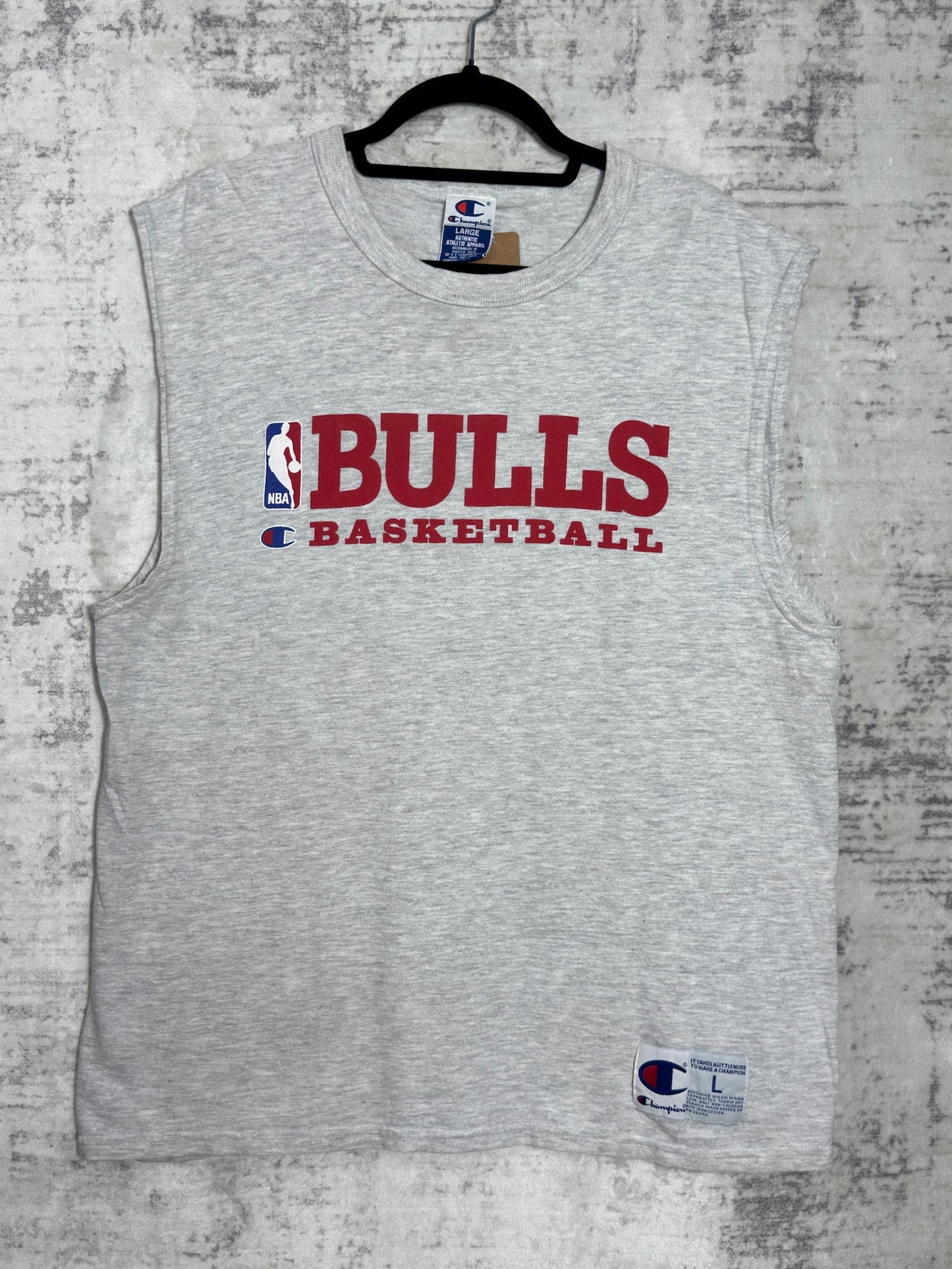 VINTAGE 90s CHAMPION CHICAGO BULLS T-SHIRT SLEEVELESS SZ: L