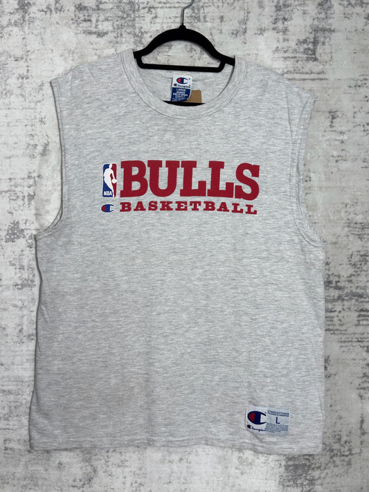 VINTAGE 90s CHAMPION CHICAGO BULLS T-SHIRT SLEEVELESS SZ: L