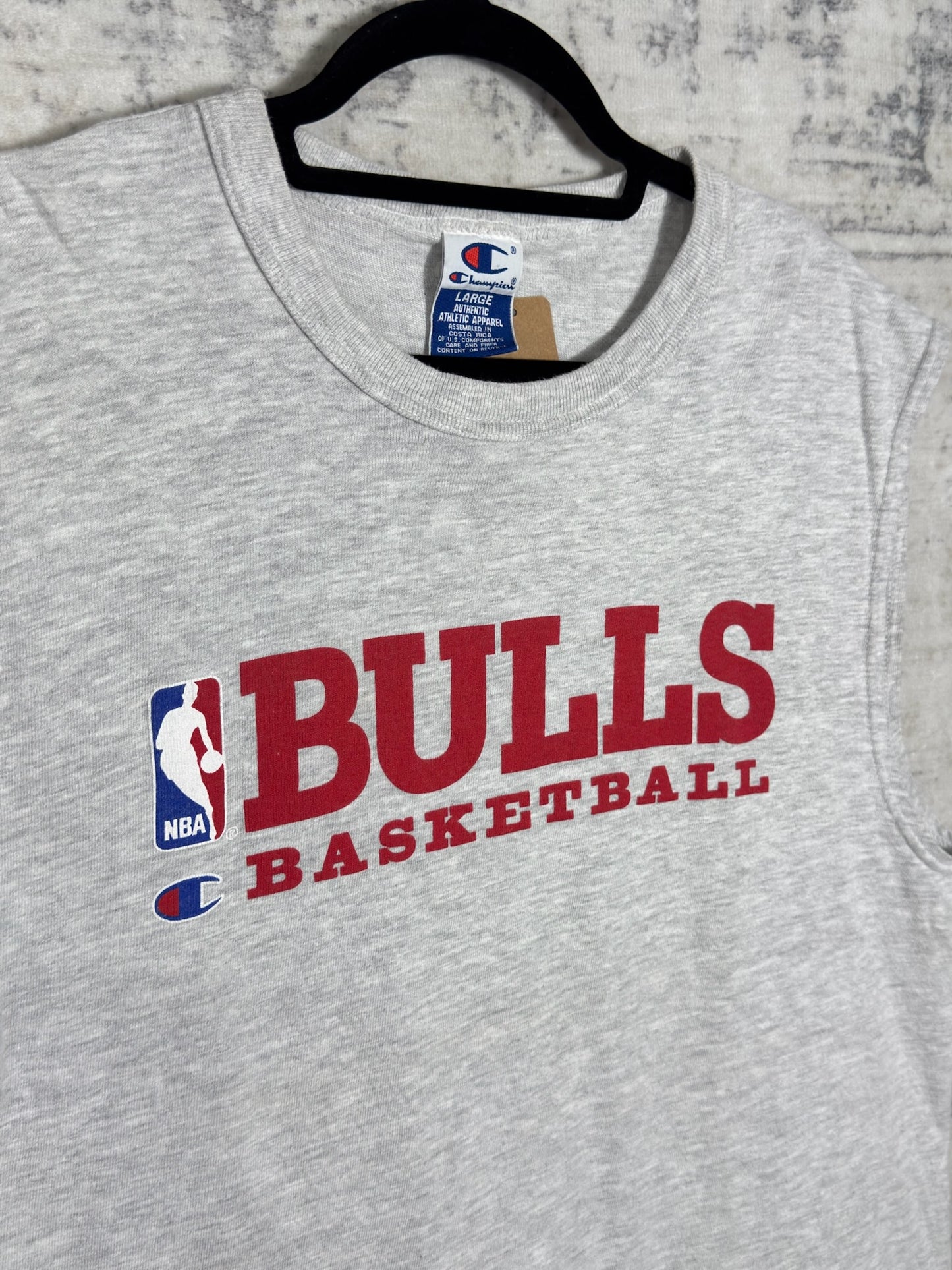 VINTAGE 90s CHAMPION CHICAGO BULLS T-SHIRT SLEEVELESS SZ: L