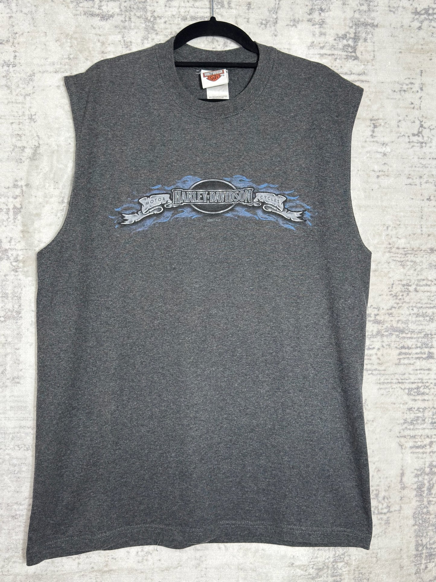 Y2K HARLEY DAVIDSON "BATTLEFIELD" T-SHIRT SLEEVELESS SZ: L