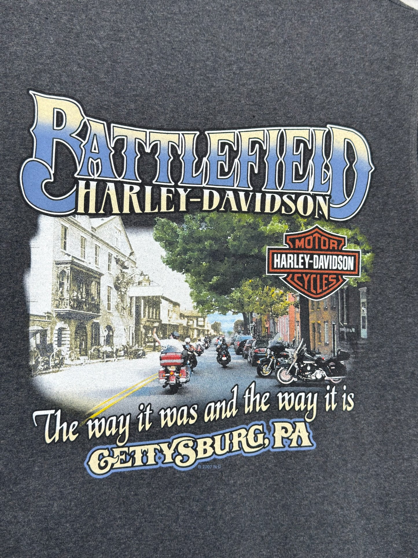 Y2K HARLEY DAVIDSON "BATTLEFIELD" T-SHIRT SLEEVELESS SZ: L