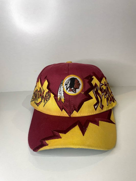 VINTAGE 90s WASHINGTON REDSKINS DREW PEARSON JAGGED GRAFFITI SNAPBACK CAP HAT