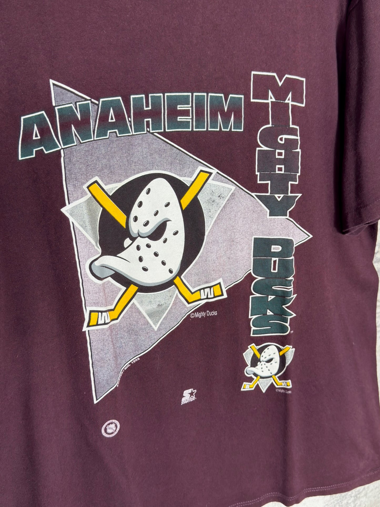 VINTAGE 1993 MIGHTY DUCKS STARTER T-SHIRT SZ: L