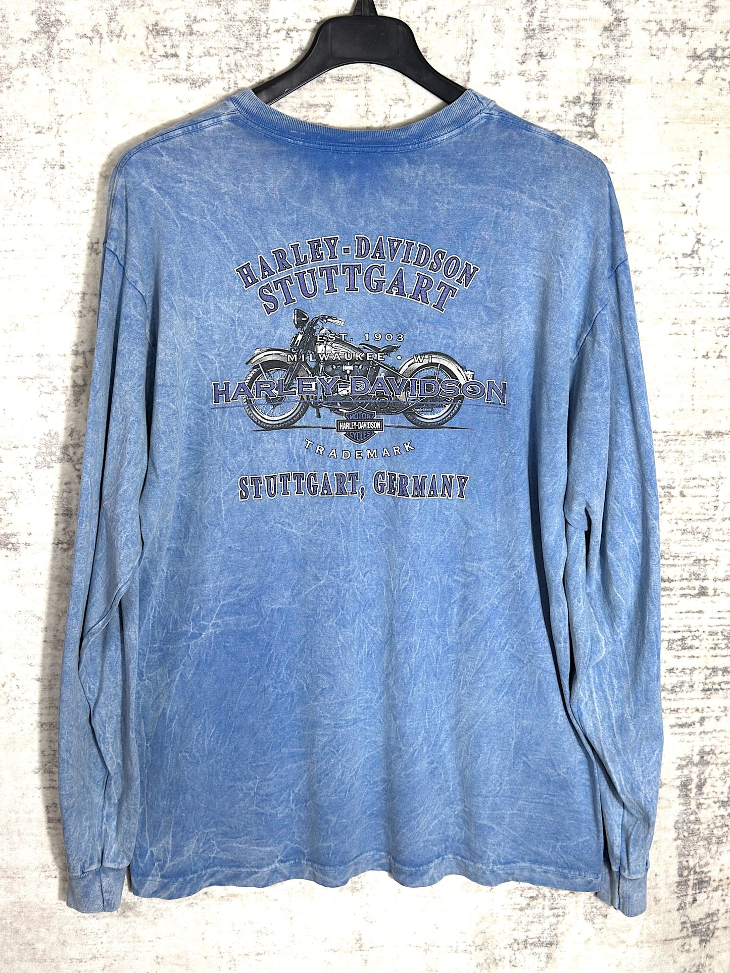 Y2k 2004 HARLEY DAVIDSON "ACID WASH" LONGSLEEVES T-SHIRT SZ: XL