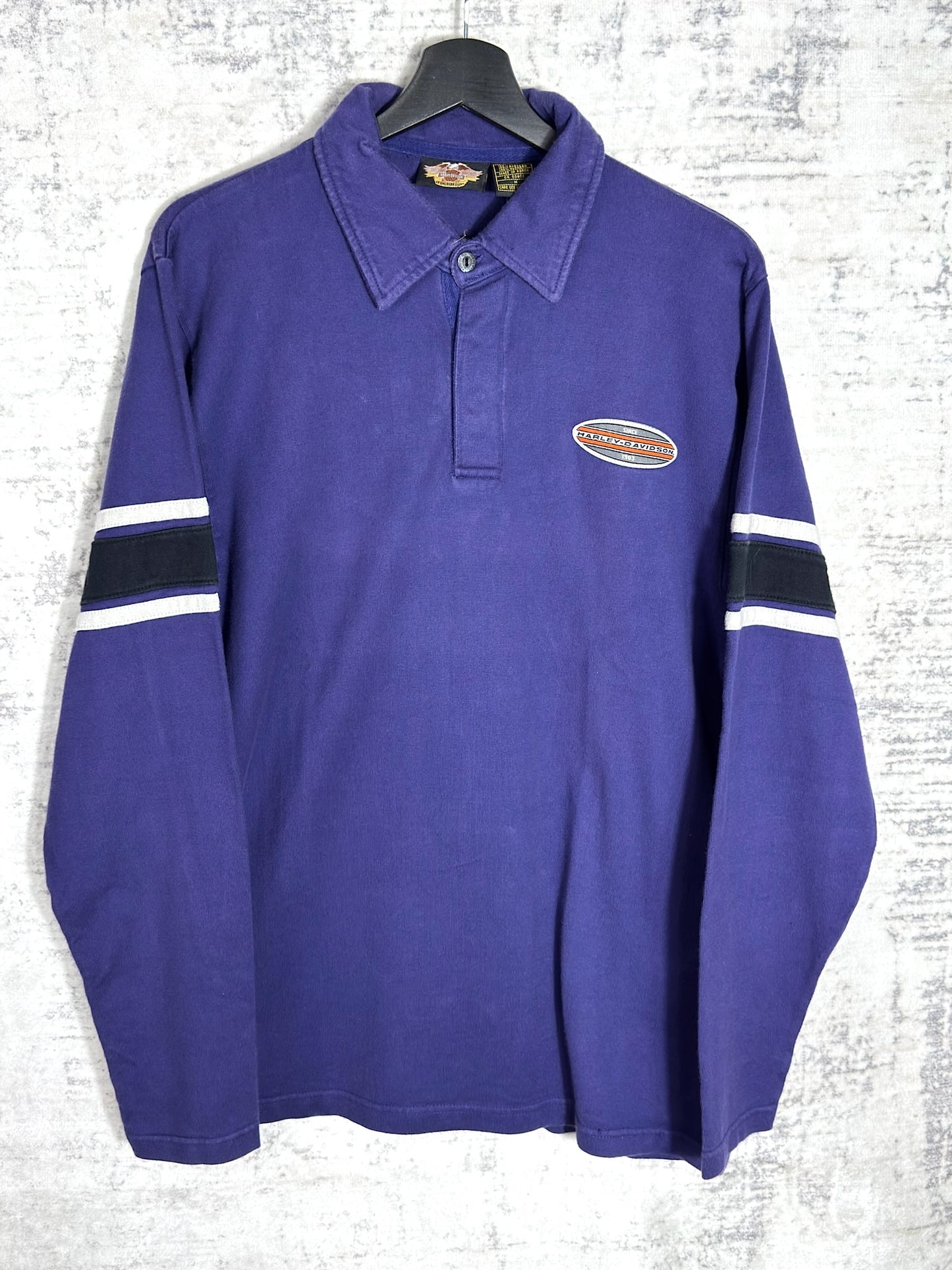 VINTAGE 90s HARLEY DAVIDSON LONGSLEEVES POLO SZ: M