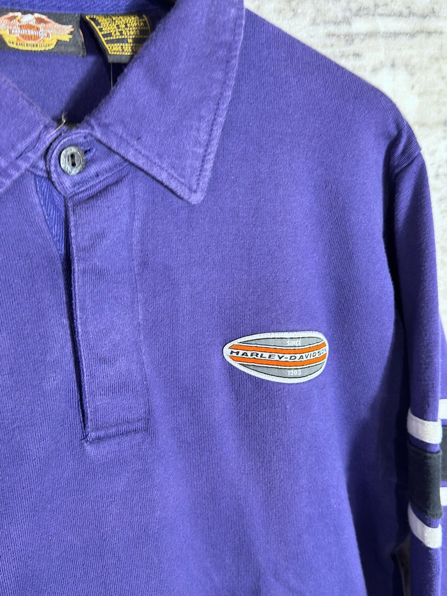 VINTAGE 90s HARLEY DAVIDSON LONGSLEEVES POLO SZ: M
