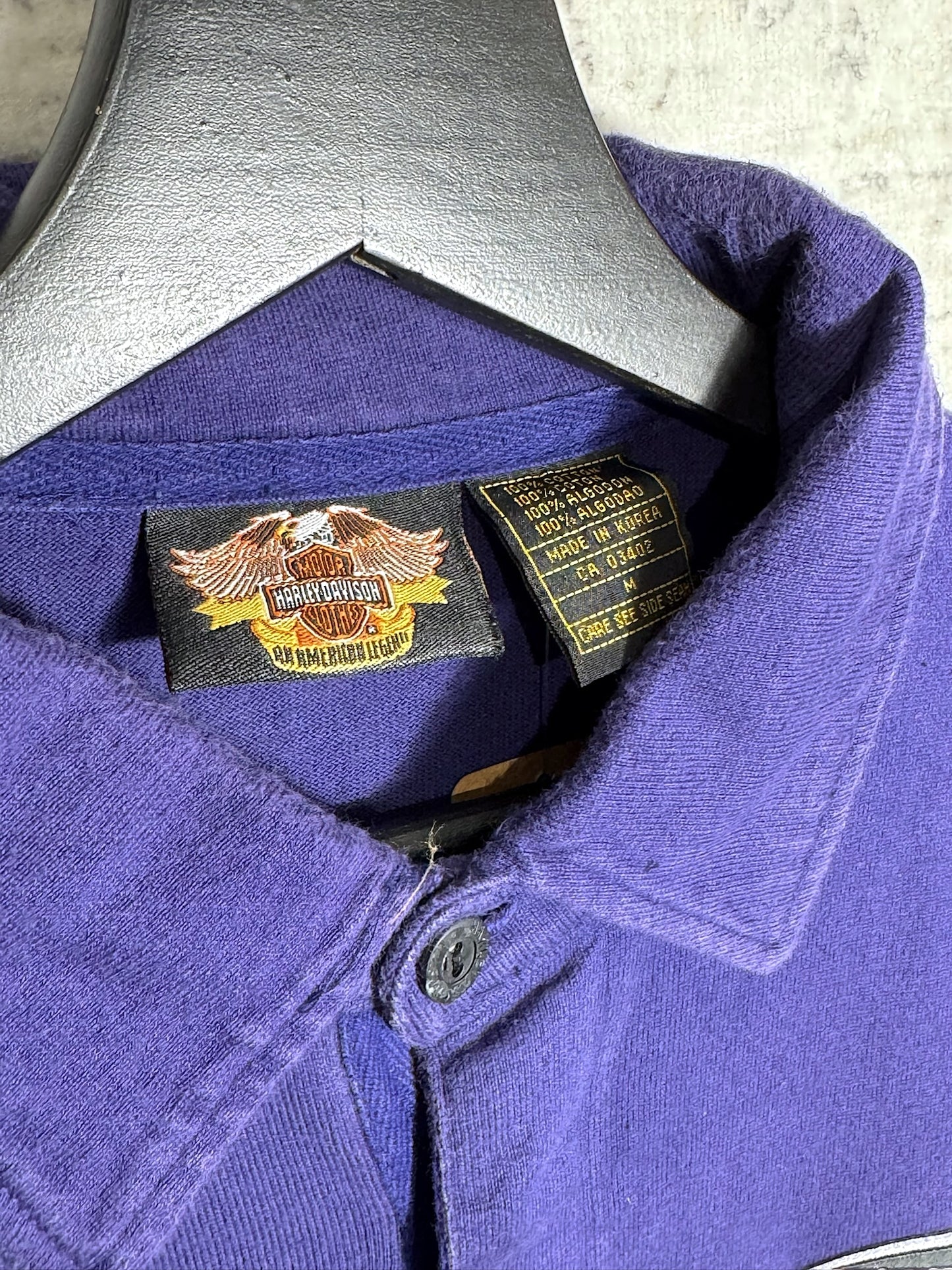 VINTAGE 90s HARLEY DAVIDSON LONGSLEEVES POLO SZ: M