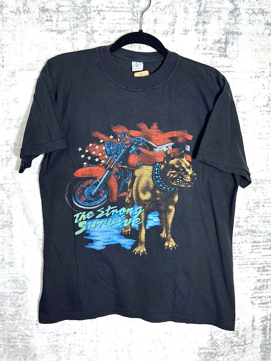 VINTAGE 90s THE STRONG SURVIVE BIKER T-SHIRT SZ: L