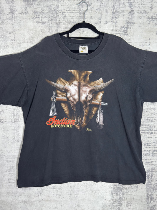 VINTAGE 90s INDIAN MOTOCYCLE "SKULL" T-SHIRT SZ: XL