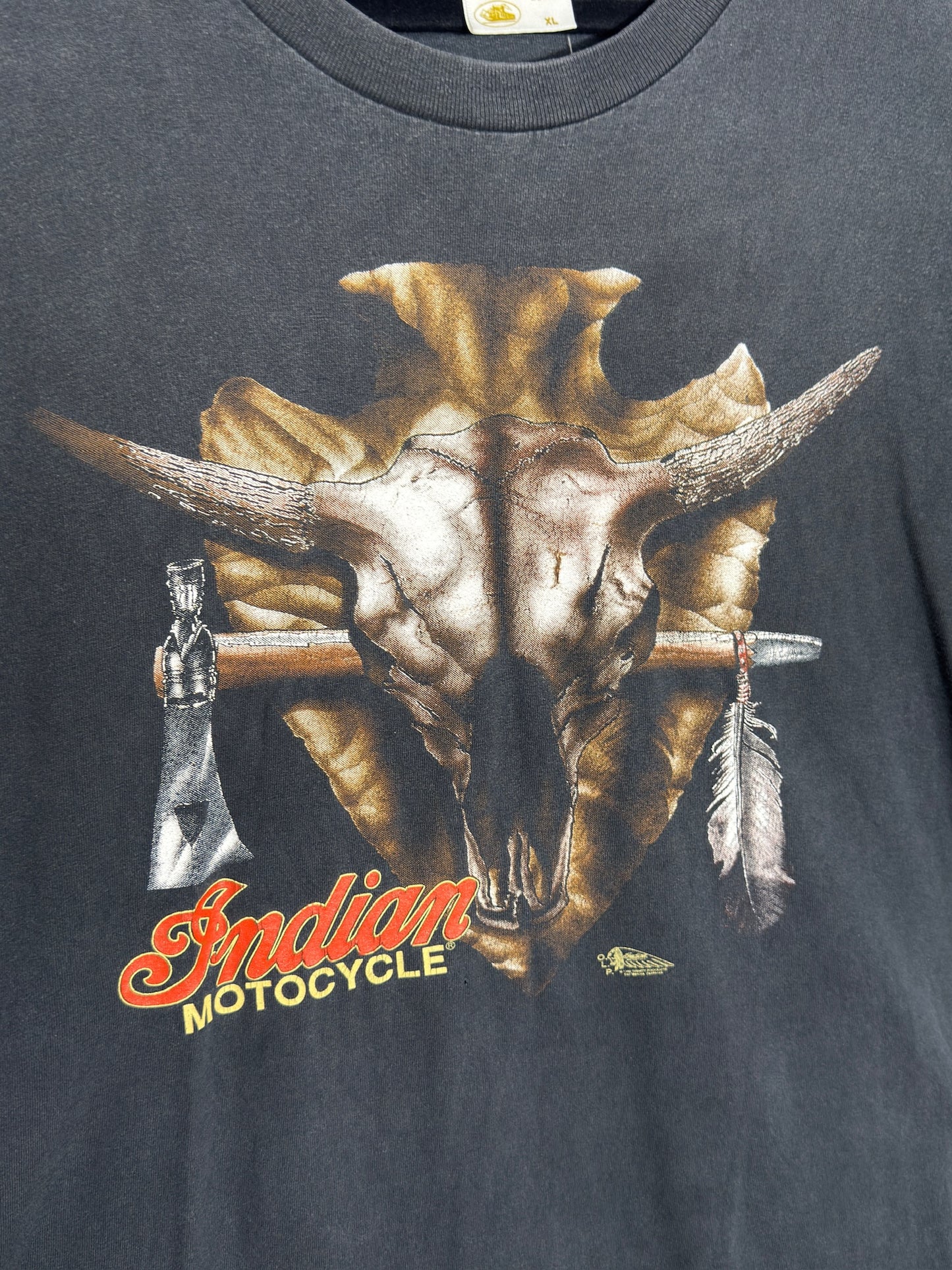 VINTAGE 90s INDIAN MOTOCYCLE "SKULL" T-SHIRT SZ: XL