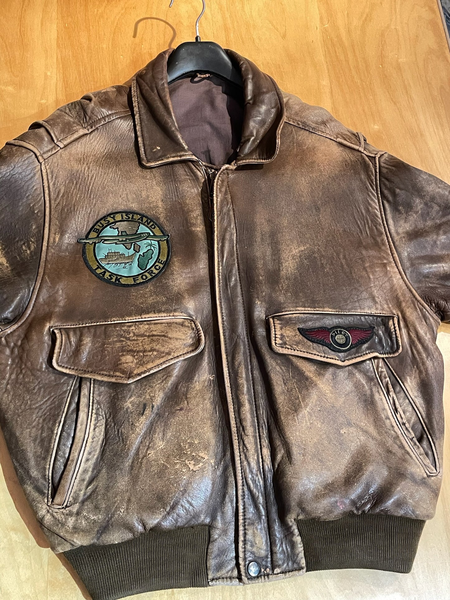 VINTAGE LEONARDO "LINEA SPORTIVA" LEATHER AVIATOR FLIGHT JACKET  SZ: 46 = L