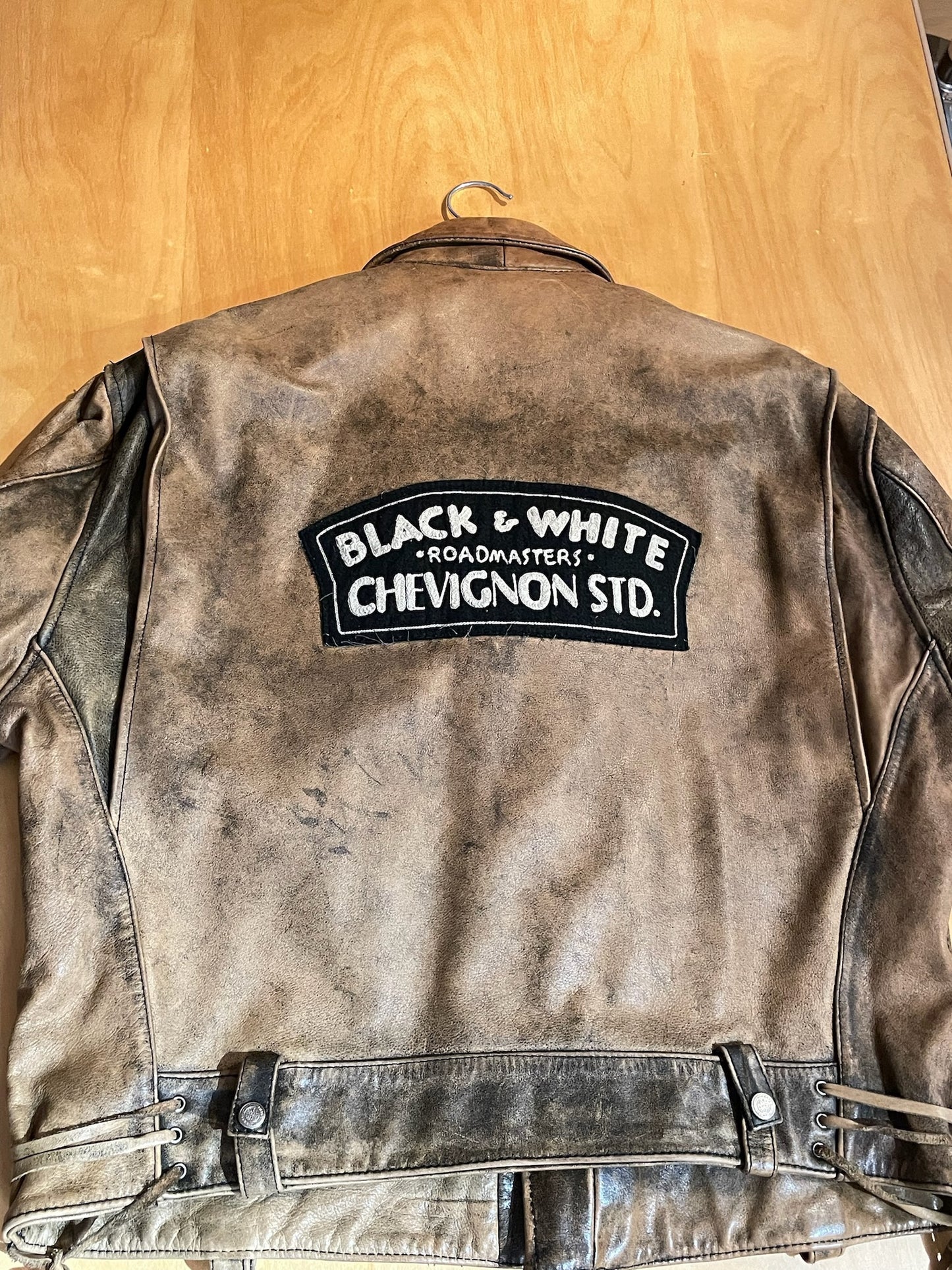 VINTAGE CHEVIGNON "W.R.D" MOTORCYCLE BIKER LEATHER JACKET  SZ: XL