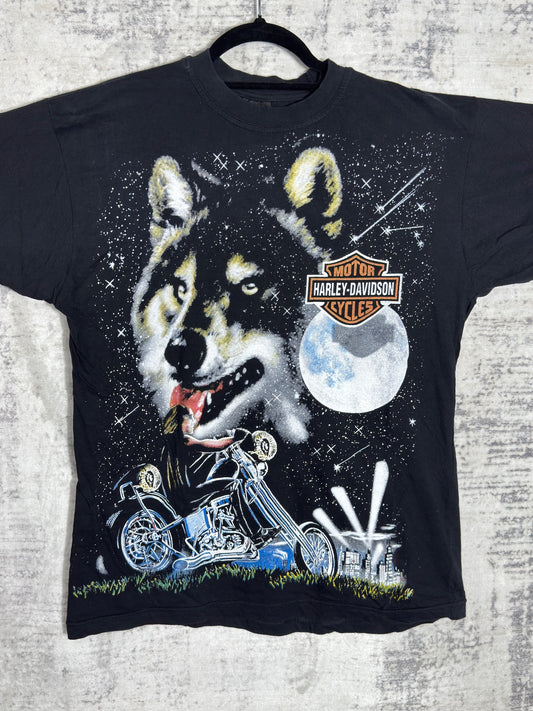 VINTAGE HARLEY DAVIDSON "COSMIC WOLF" T-SHIRT SZ: L