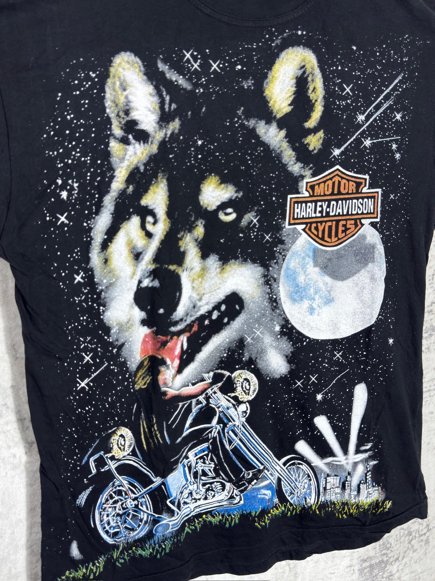 VINTAGE HARLEY DAVIDSON "COSMIC WOLF" T-SHIRT SZ: L
