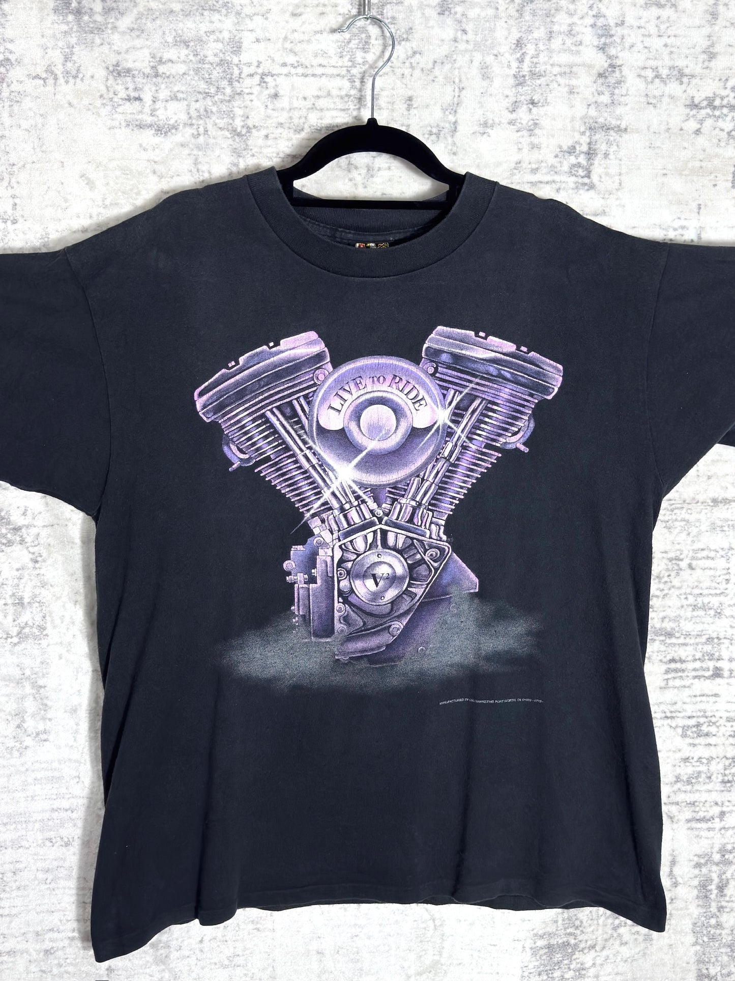 VINTAGE 1993 3D EMBLEM "LIVE TO RIDE" T-SHIRT SZ: L