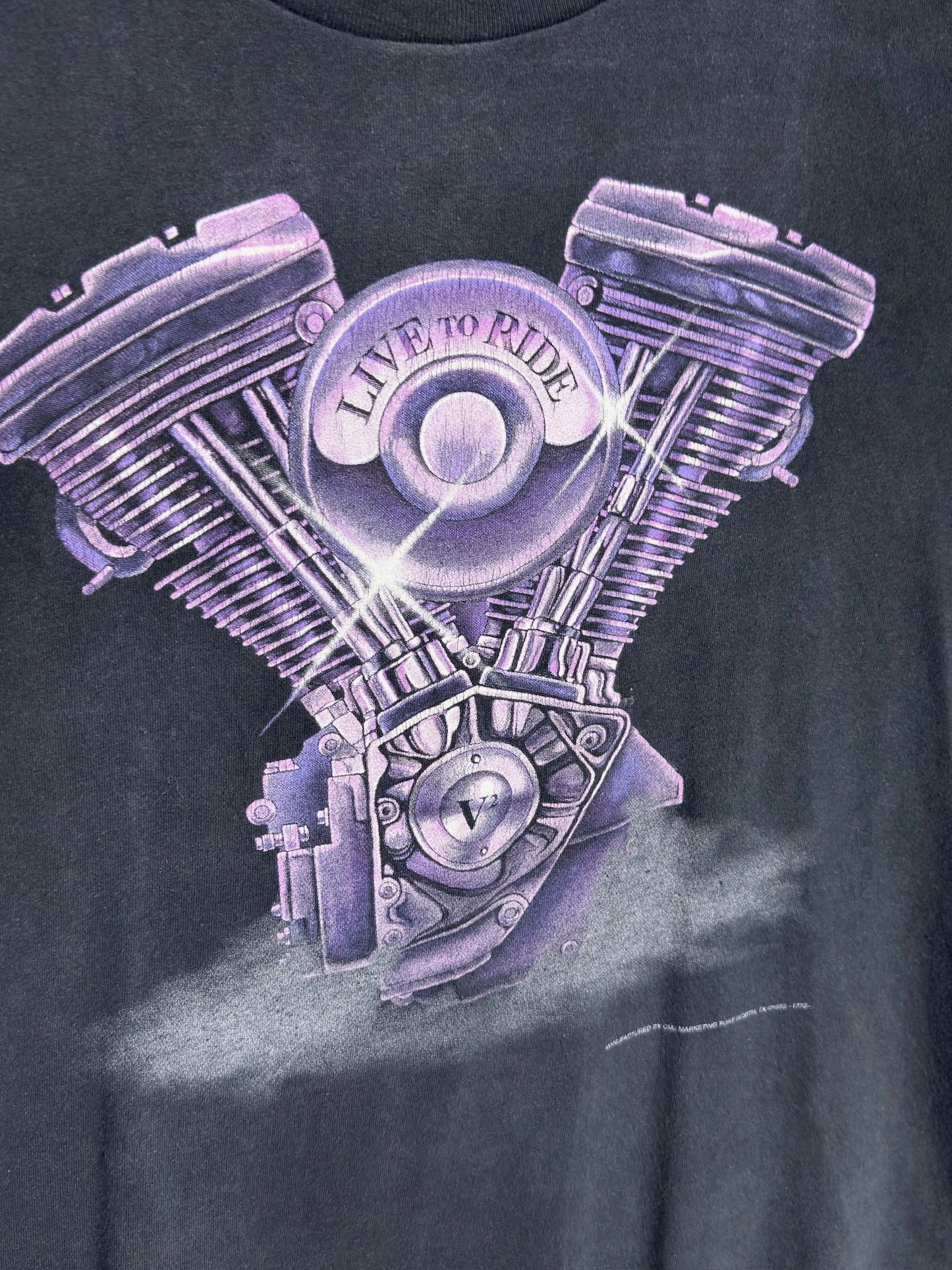 VINTAGE 1993 3D EMBLEM "LIVE TO RIDE" T-SHIRT SZ: L