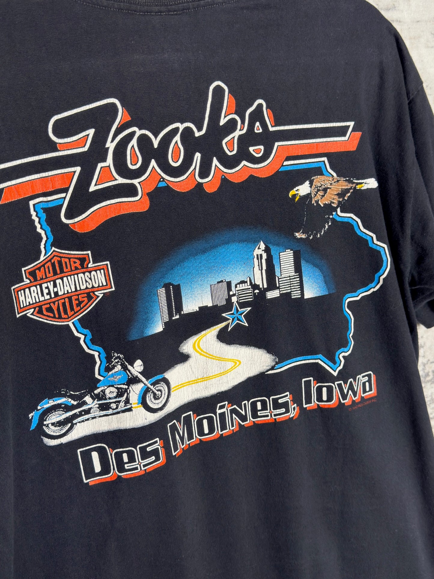 VINTAGE 1991 HARLEY DAVIDSON "RIDE LIKE THE WIND" T-SHIRT SZ: L