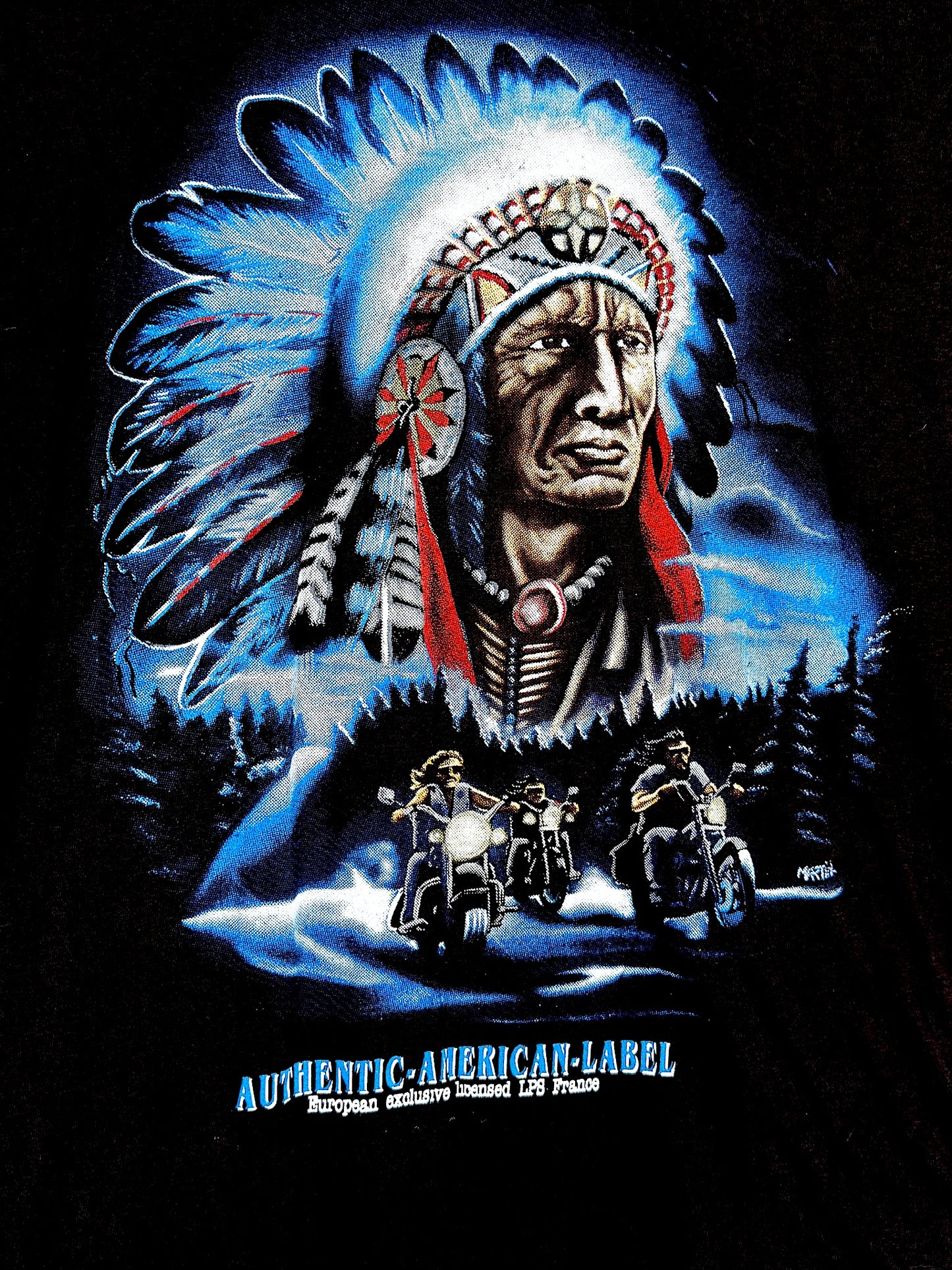 VINTAGE 90s AUTHENTIC AMERICAN LABEL "INDIAN CHIEF/BIKERS" T-SHIRT SZ: XL