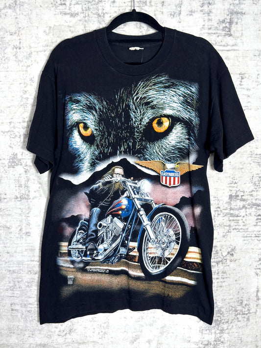 VINTAGE 1999 EASYRIDERS "WOLF & RIDER" T-SHIRT SZ: M