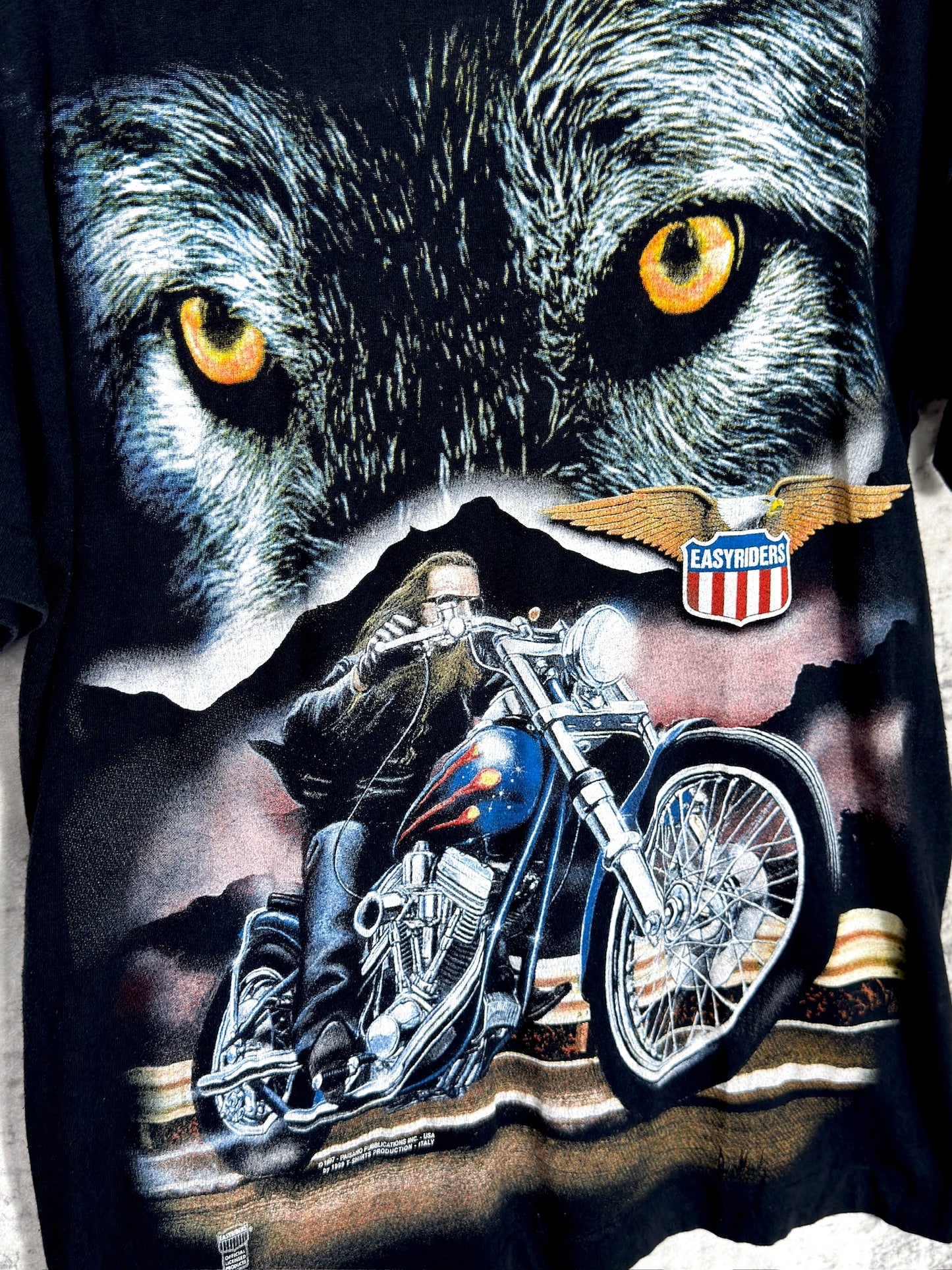 VINTAGE 1999 EASYRIDERS "WOLF & RIDER" T-SHIRT SZ: M