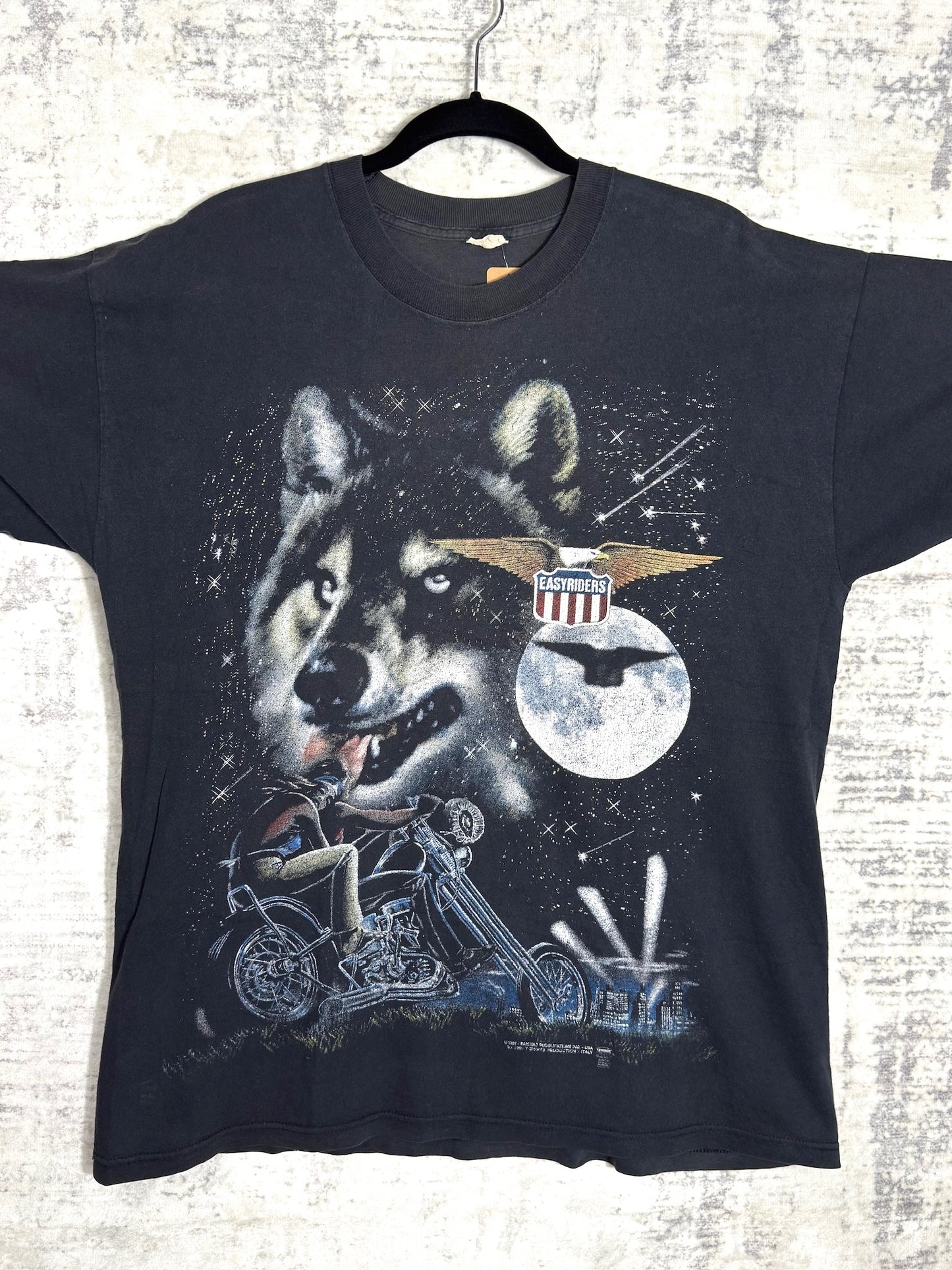 VINTAGE 1999 EASYRIDERS "COSMIC WOLF / BIKERS" T-SHIRT SZ: XL