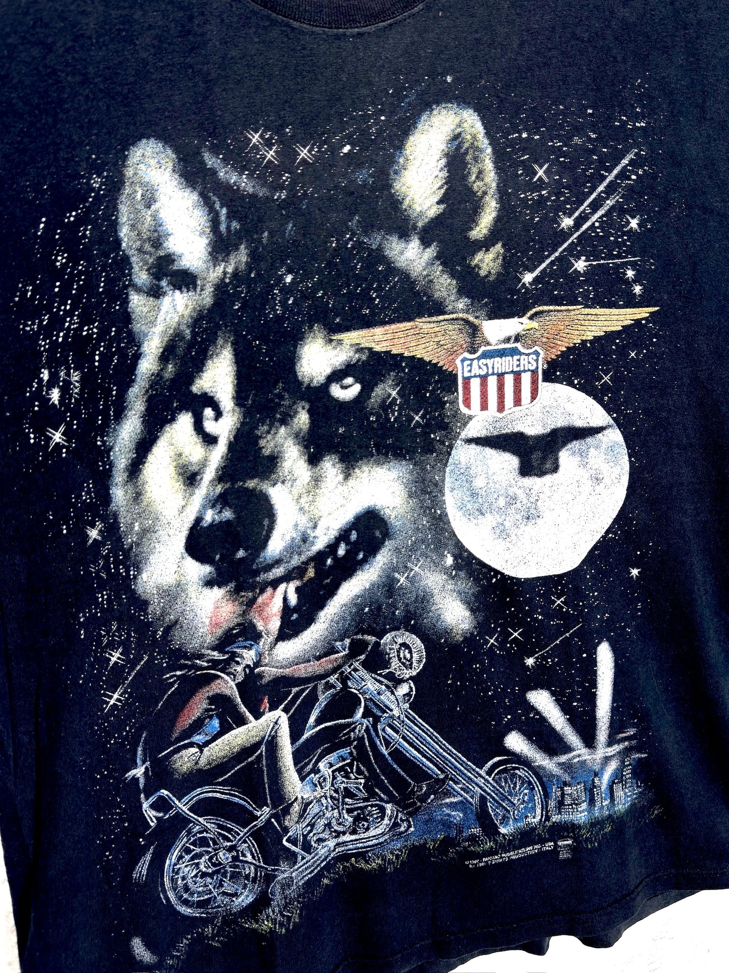 VINTAGE 1999 EASYRIDERS "COSMIC WOLF / BIKERS" T-SHIRT SZ: XL