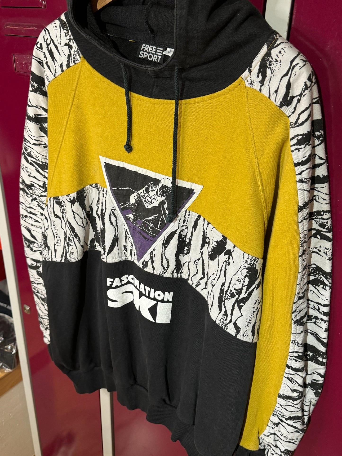 VINTAGE 80s FREE SPORT "FASCINATION SKI" HOODIE  SZ: XL